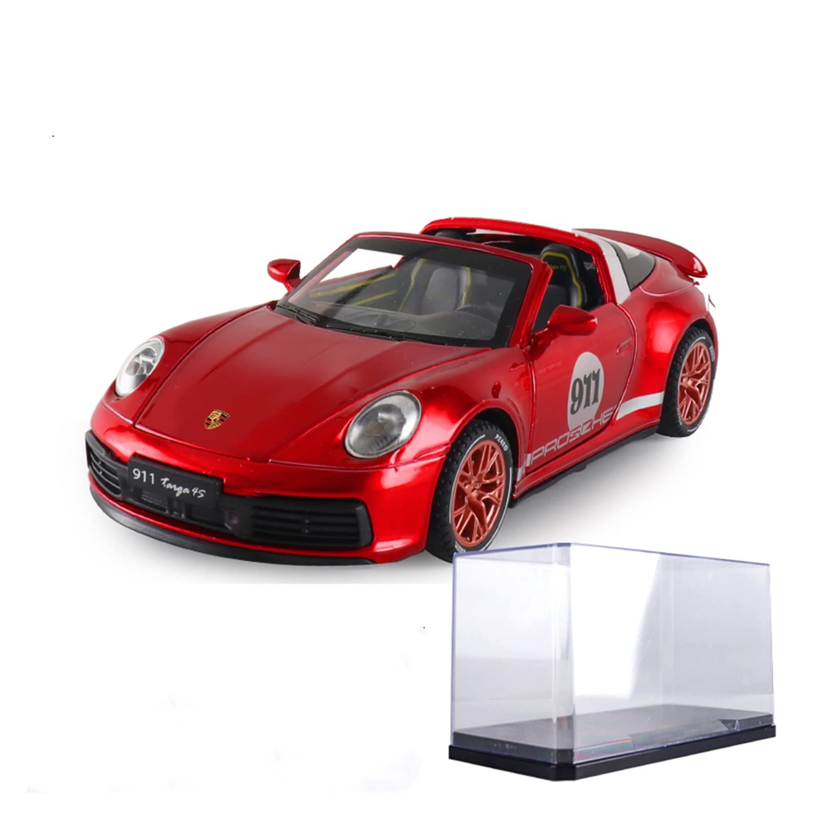 1/32 Scale Porsche Targa 4S Alloy Car Model with Dust Cover - Red Collectible Toy Gift for Adults | Perfect for Display, Car Enthusiast Collections & Home Office Decor