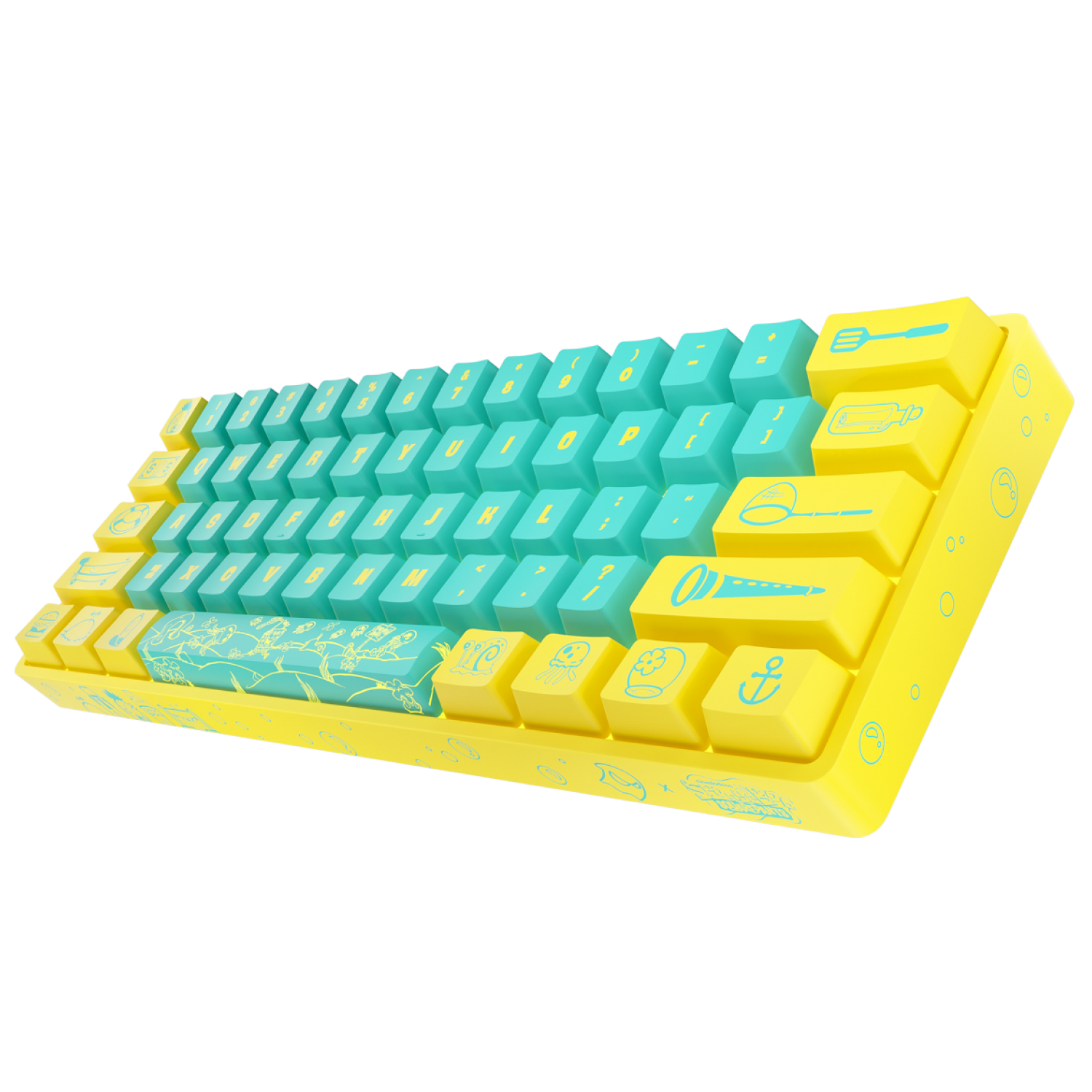 SpongeBob X Ghost K1 Pro Wireless Mechanical Gaming Keyboard - 60% Compact RGB Backlit Bluetooth 5.1 Hot-Swappable for PC/Mac - Perfect for Gaming, Office Work & Typing Enthusiasts