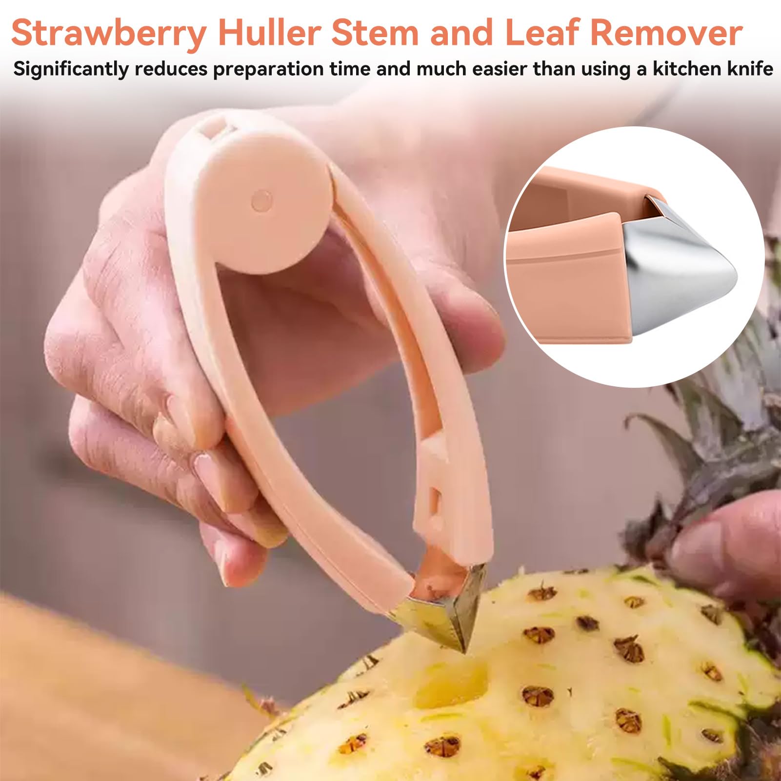 Premium Stainless Steel Strawberry Huller & Tomato Corer - Cherry Pitter, Fruit & Vegetable Stem Remover for Potatoes, Pineapples, Carrots - Essential Kitchen Gadget for Easy Food Prep | Perfect for Smoothies, Salads, Baking & Meal Prep