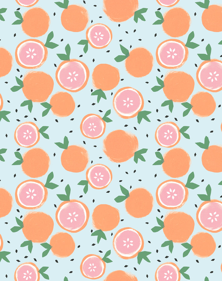 Pale Blue Grapefruit Wallpaper by Tea Collection - Perfect for Nursery, Bedroom, and Kitchen Decor