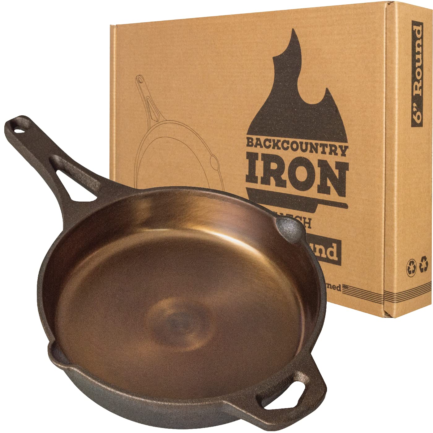 Pre-Seasoned 6 Inch Round Cast Iron Skillet - Backcountry Iron Wasatch - Perfect for Camping, Outdoor Cooking & Dutch Oven Meals