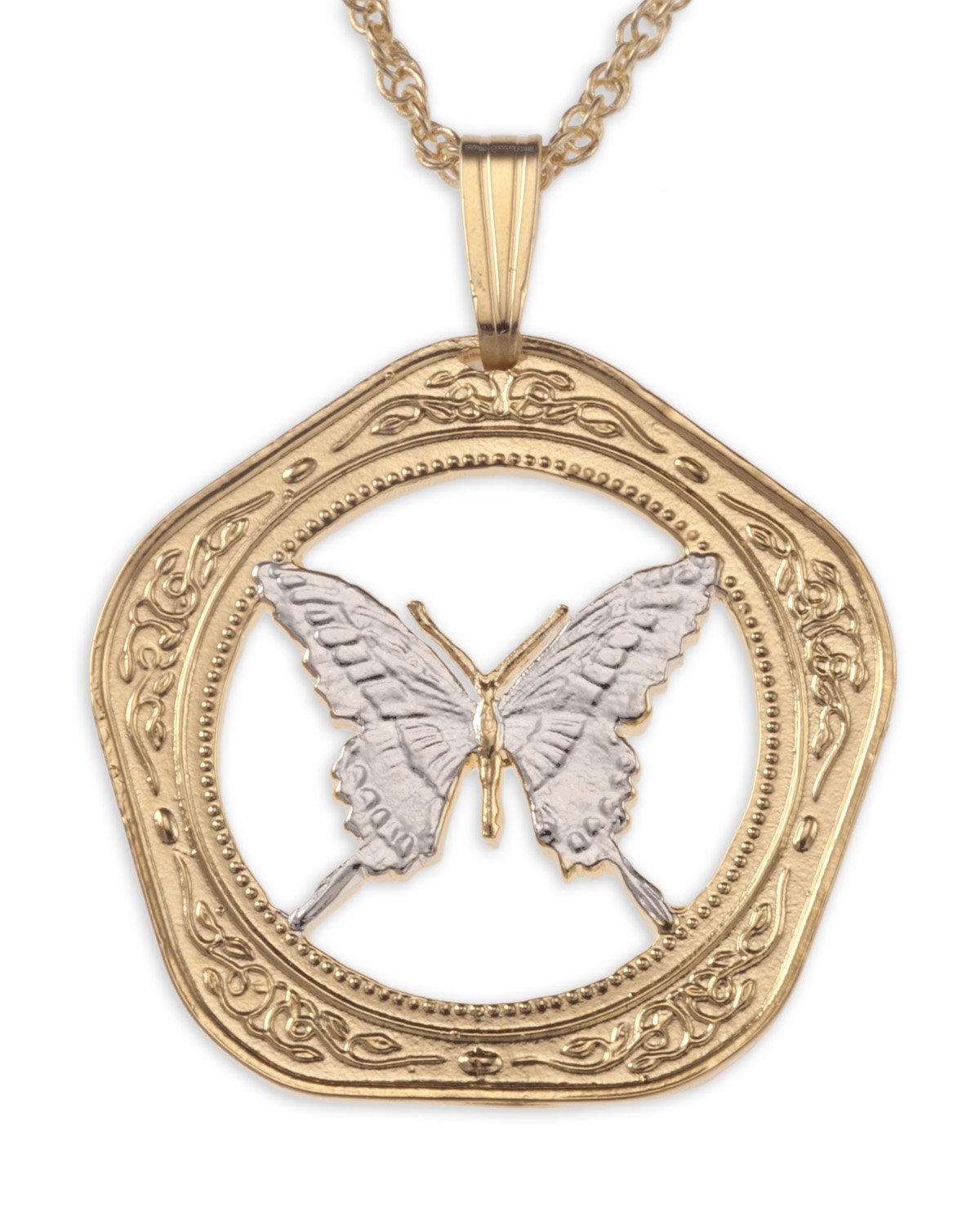 Butterfly Pendant Necklace - Unique World Coin Jewelry for Women, Elegant Gift for Birthday & Anniversary | Perfect for Layering, Everyday Wear & Special Occasions