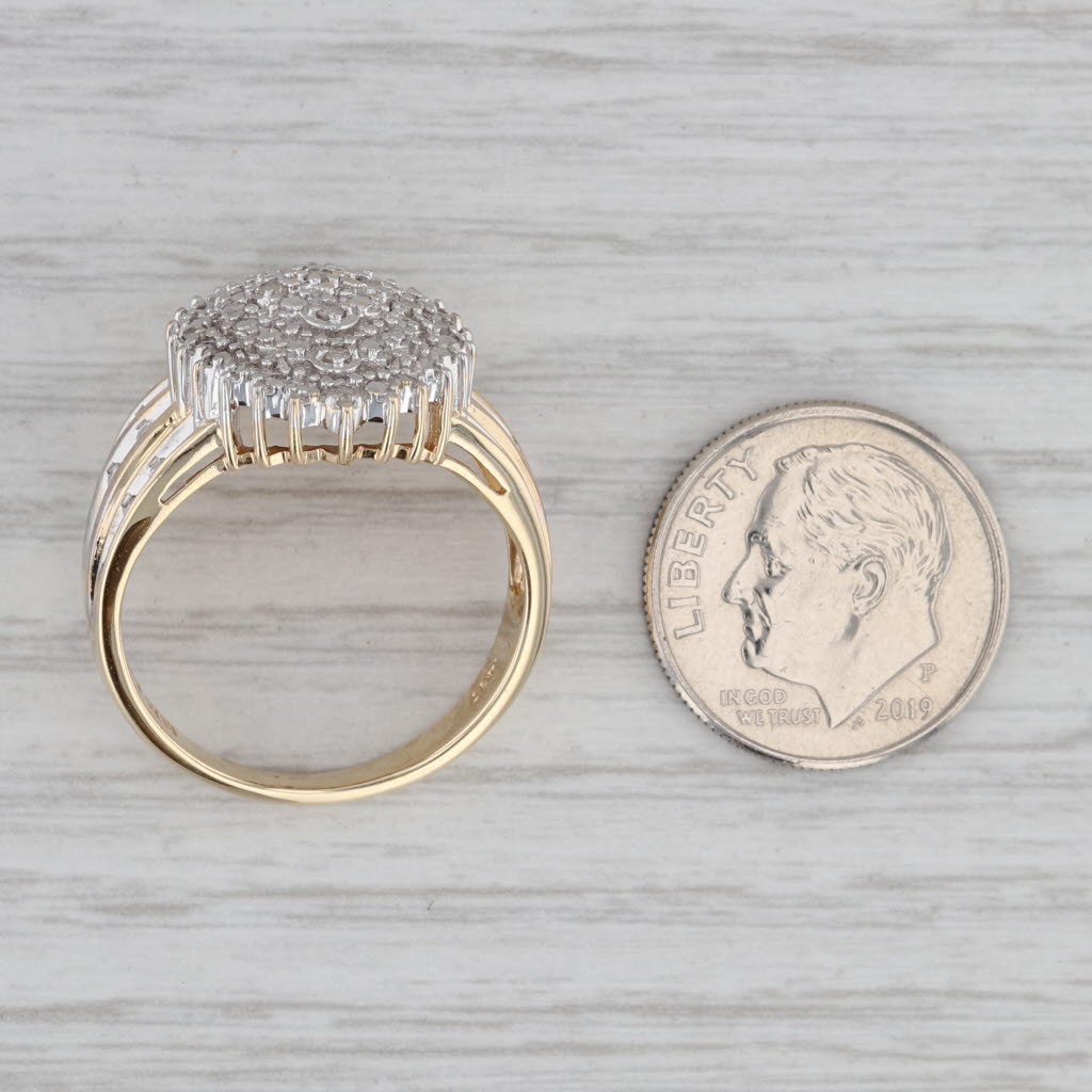 0.13ctw Diamond Cluster Ring 10k Yellow Gold Size 9 - Elegant Cocktail Ring for Women, Perfect for Parties, Weddings & Special Occasions