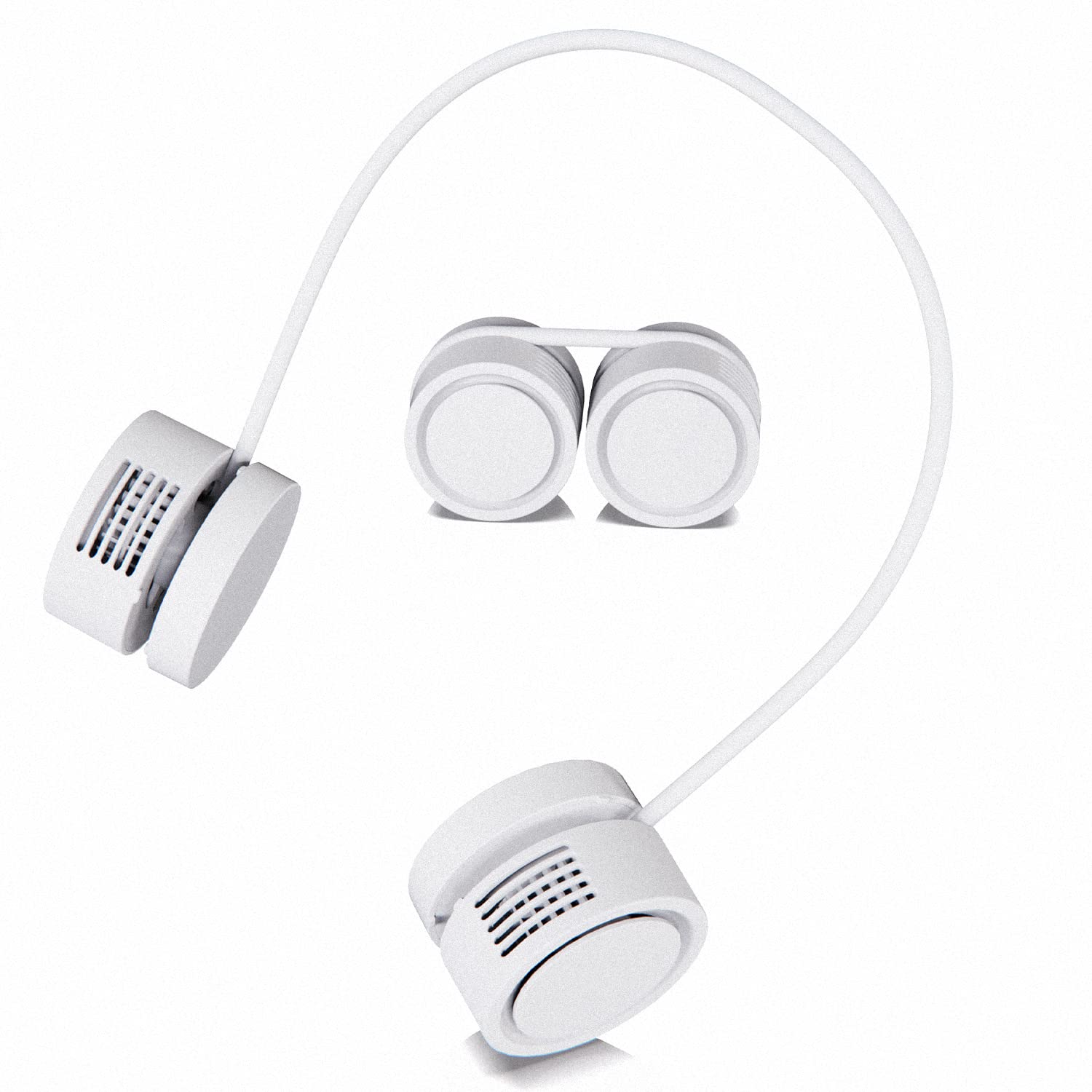 Ordbuum Portable Neck Fan - Hands-Free Mini Sports Fan with Rechargeable USB-C, 3 Speed Adjustable & Quiet Operation - Long Lasting Personal Fan for Adults & Kids - Perfect for Travel, Office, Outdoor Sports, Reading & Home Use (White)