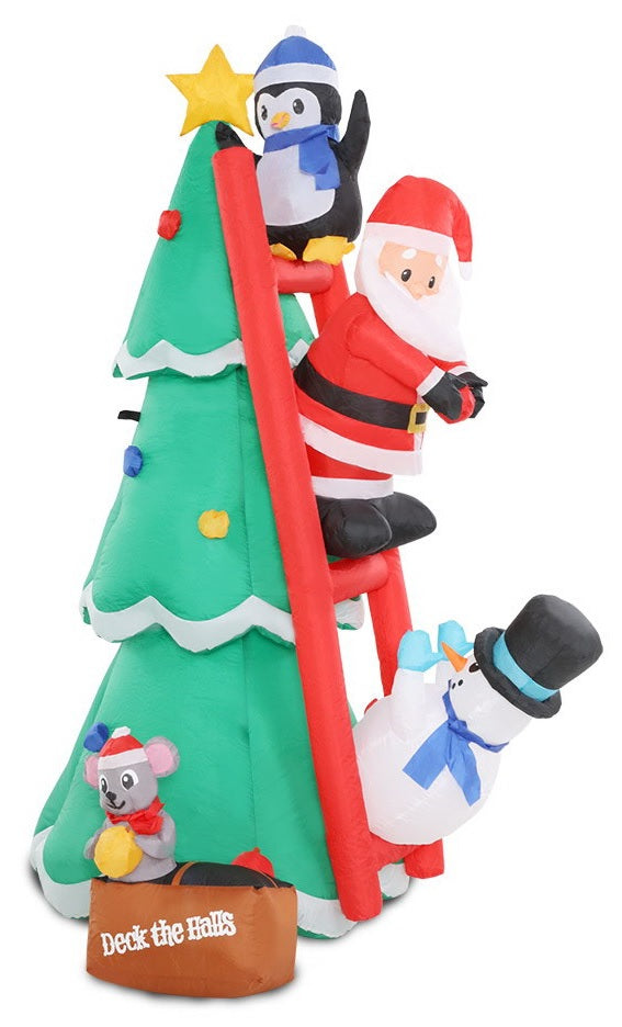6ft Inflatable Christmas Tree with Santa & Friends - Holiday Yard Decoration for Outdoor Festive Decor