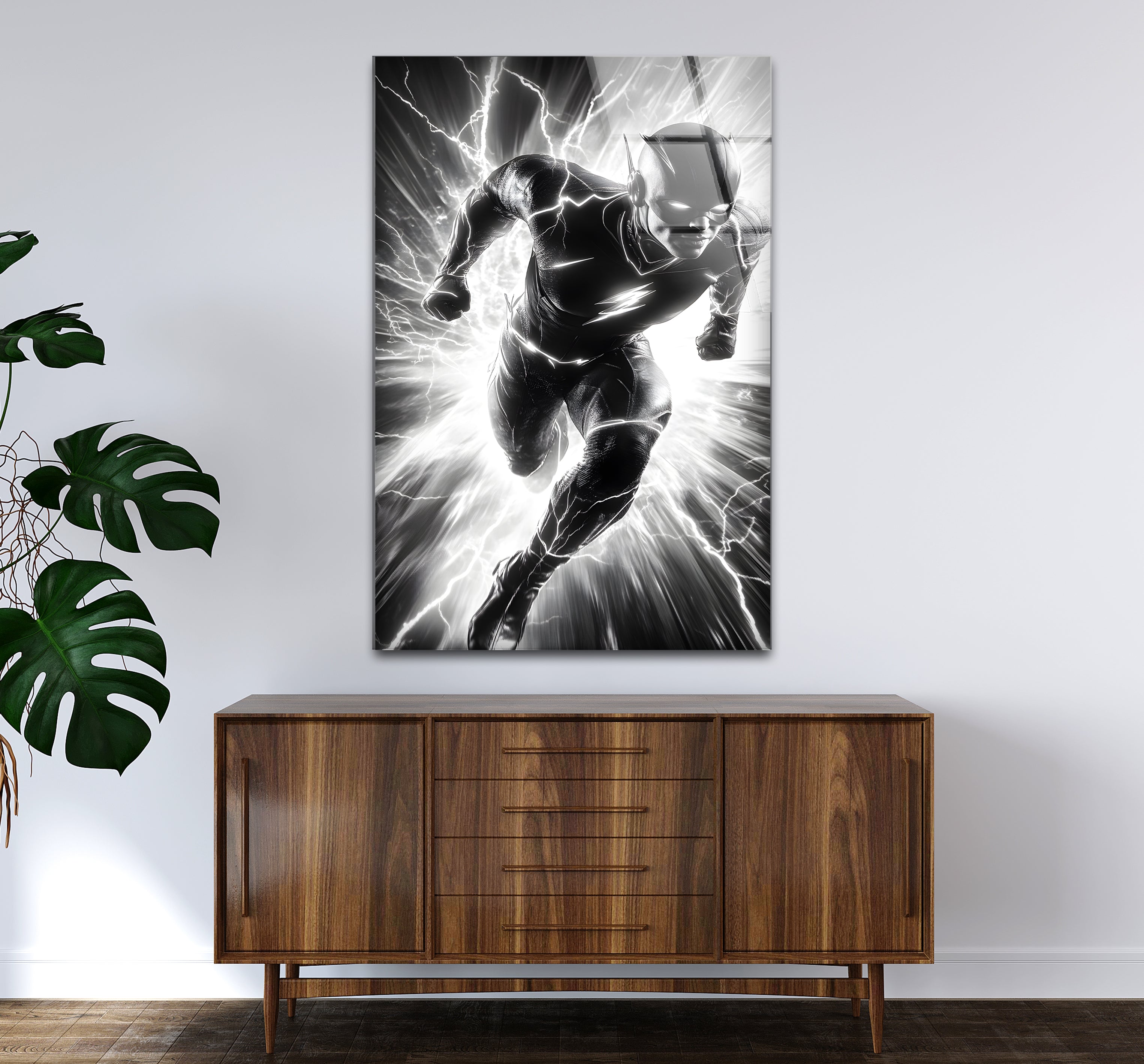 Black and White Flash Glass Wall Art - Modern Abstract Home Decor for Living Room, Bedroom & Office - Perfect for Gifts and Interior Design