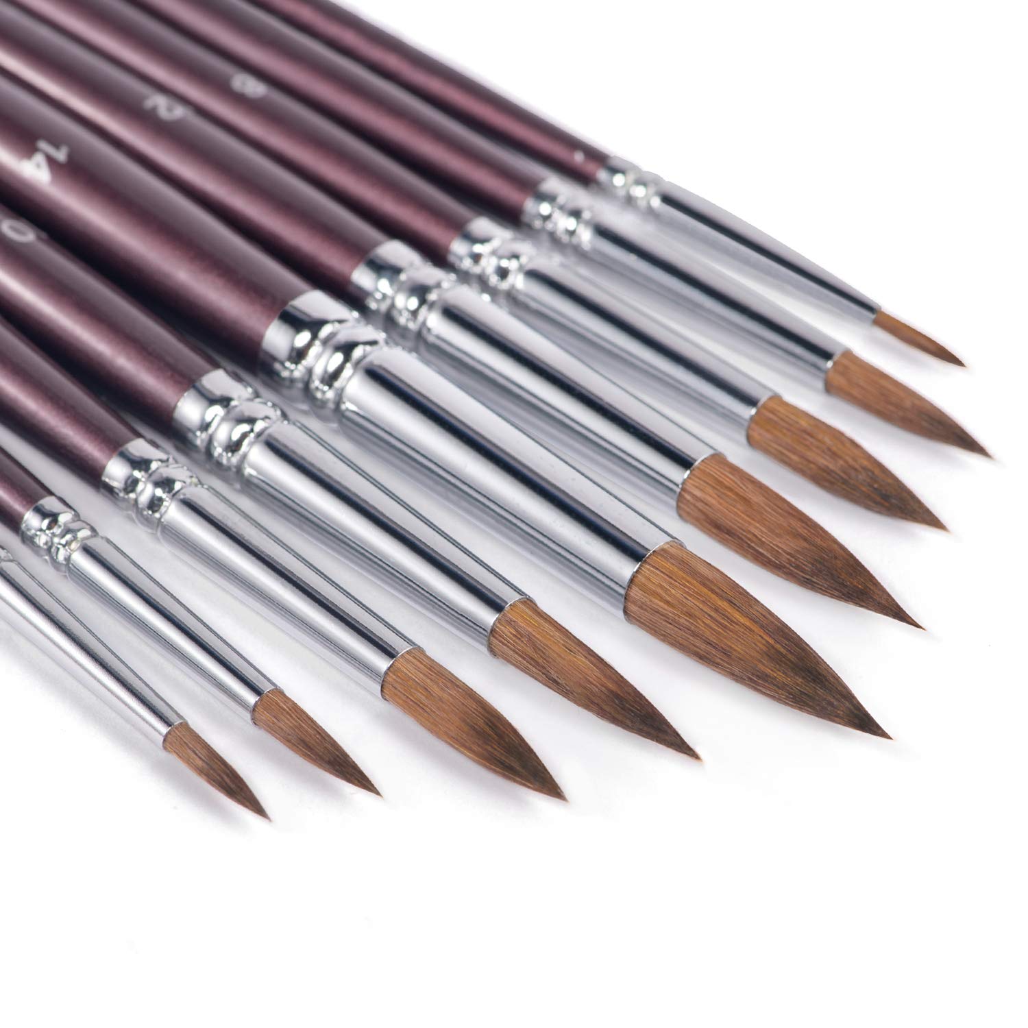 Premium Kolinsky Sable Watercolor Brushes Set - 9pcs Professional Round Pointed Detail to Mop Brushes for Watercolor, Gouache, Acrylic & Ink Painting - Ideal for Artists, Beginners & Studio Use