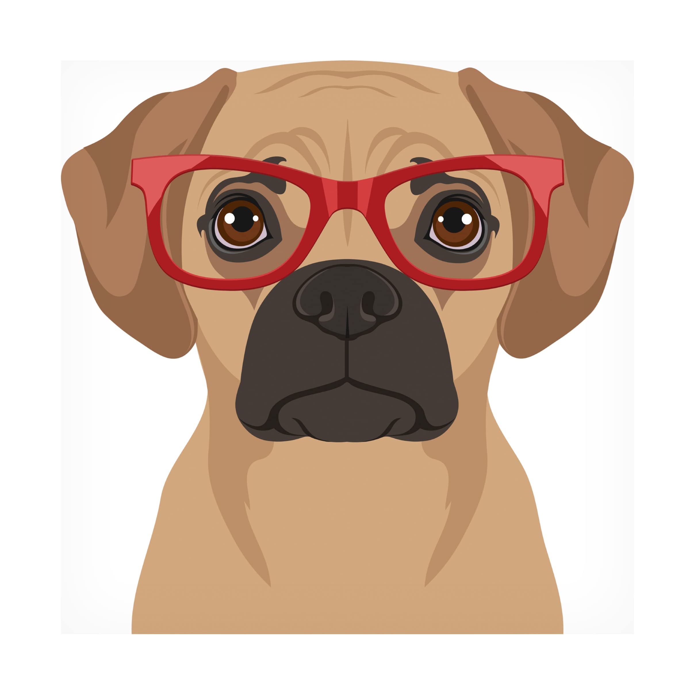 Puggle Wearing Hipster Glasses Canvas Wall Art - Cute Dog Painting for Living Room Decor, Bedroom & Office | Modern Animal Portrait by Trademark Fine Art