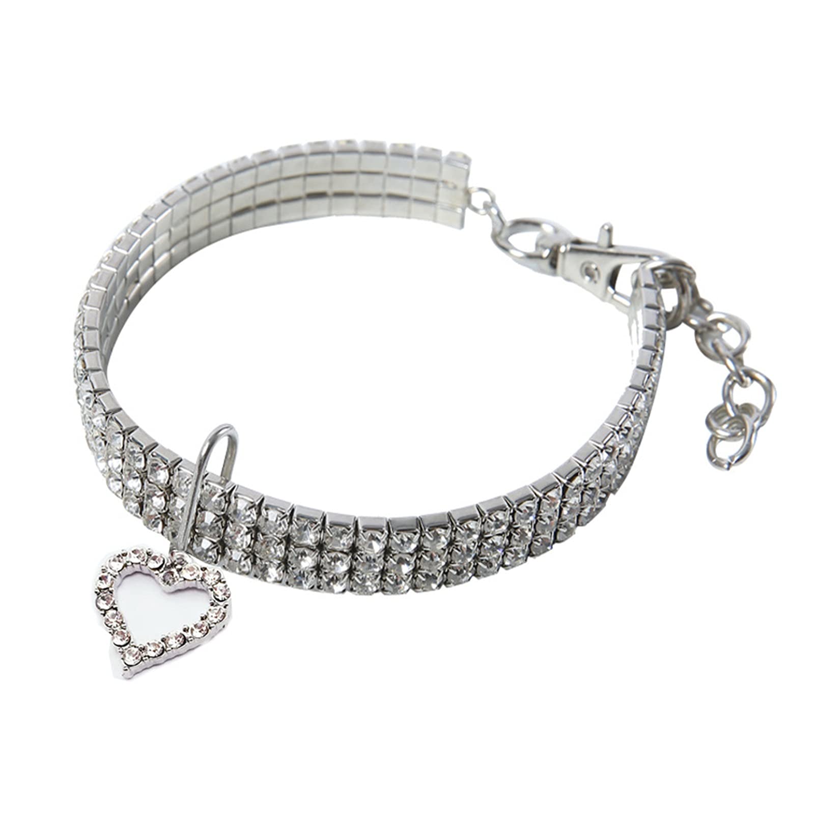 Sparkling Rhinestone Pet Bow Tie Collar for Small Dogs & Cats - Adjustable 30cm Necklace with Paw Pendant - Elegant White Dog Accessories for Chihuahua, Kitten, Puppy | Perfect for Weddings, Parties & Photo Shoots