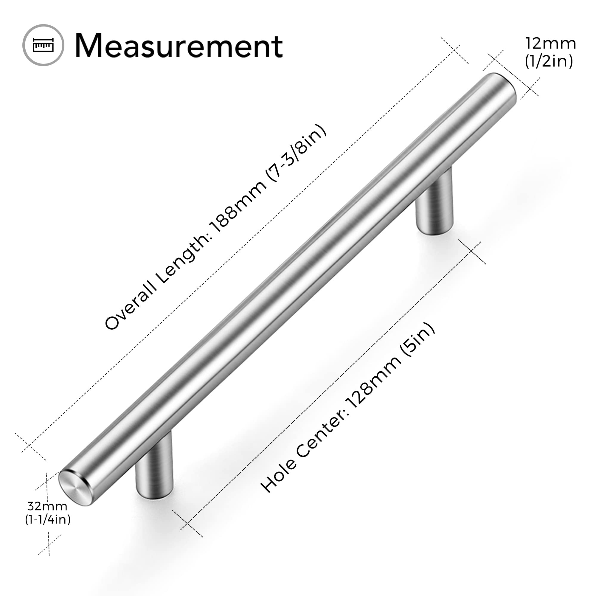 Ravinte 15-Pack 5 Inch Brushed Nickel Cabinet Handles - Modern Kitchen Drawer Pulls Hardware for Cabinets, Dressers, and Furniture