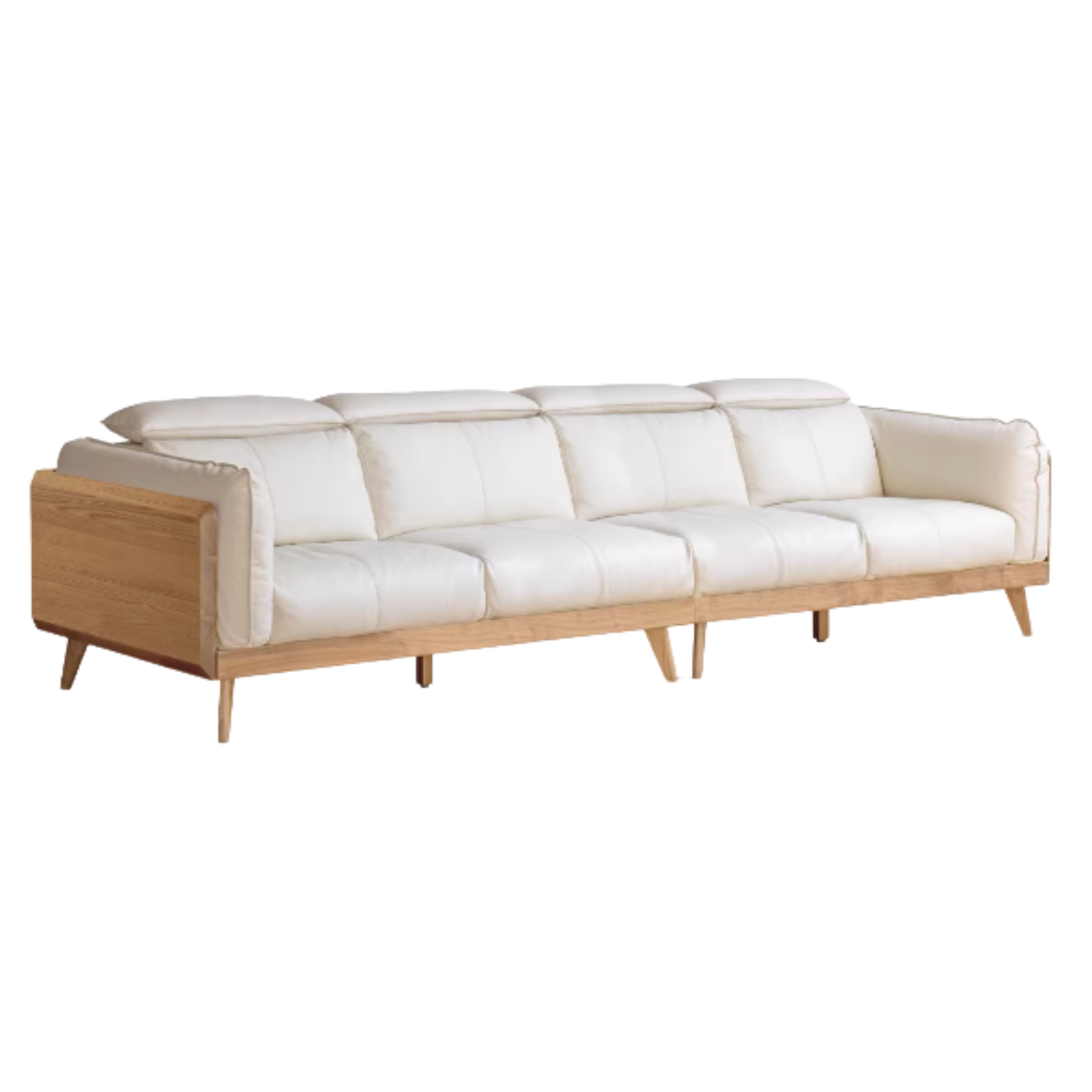 Premium Black Walnut & Ash Solid Wood Genuine Leather Down Sofa - Luxury Handcrafted Couch for Living Room, Lounge & Office Comfort
