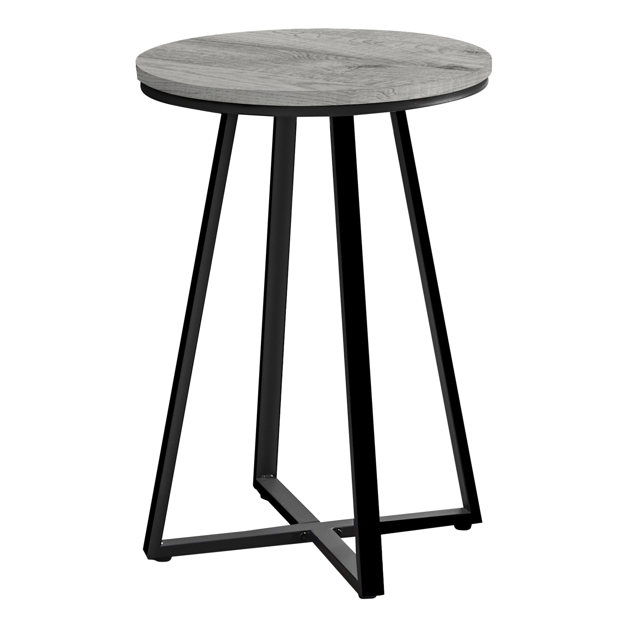 Modern Accent Table 22 Inch Height in Grey with Black Metal Frame - Perfect for Living Room, Bedroom, or Office Decor