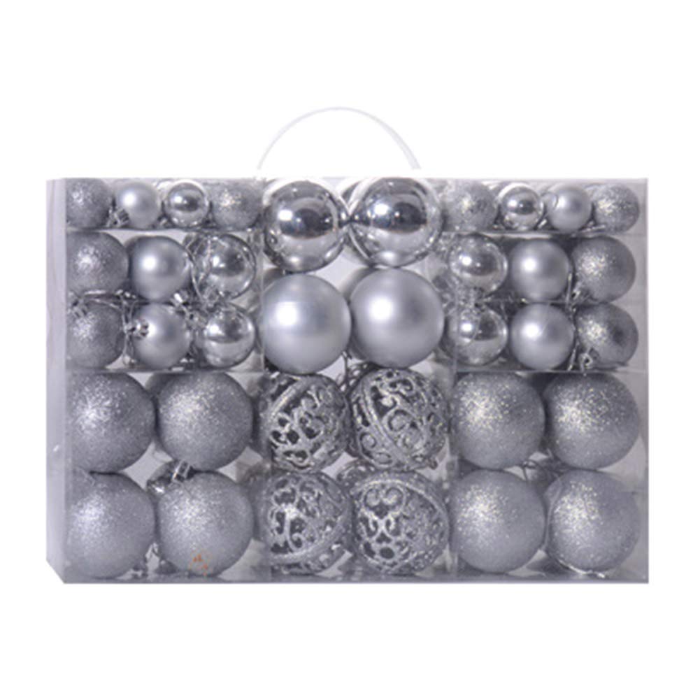 BEELADAN 100Pcs Christmas Ornaments Set - Silver Hanging Balls for Xmas Tree Decorations, Reusable Hand-held Gift Box - Perfect for Holiday Home Decor, Party & Festive Gift Giving