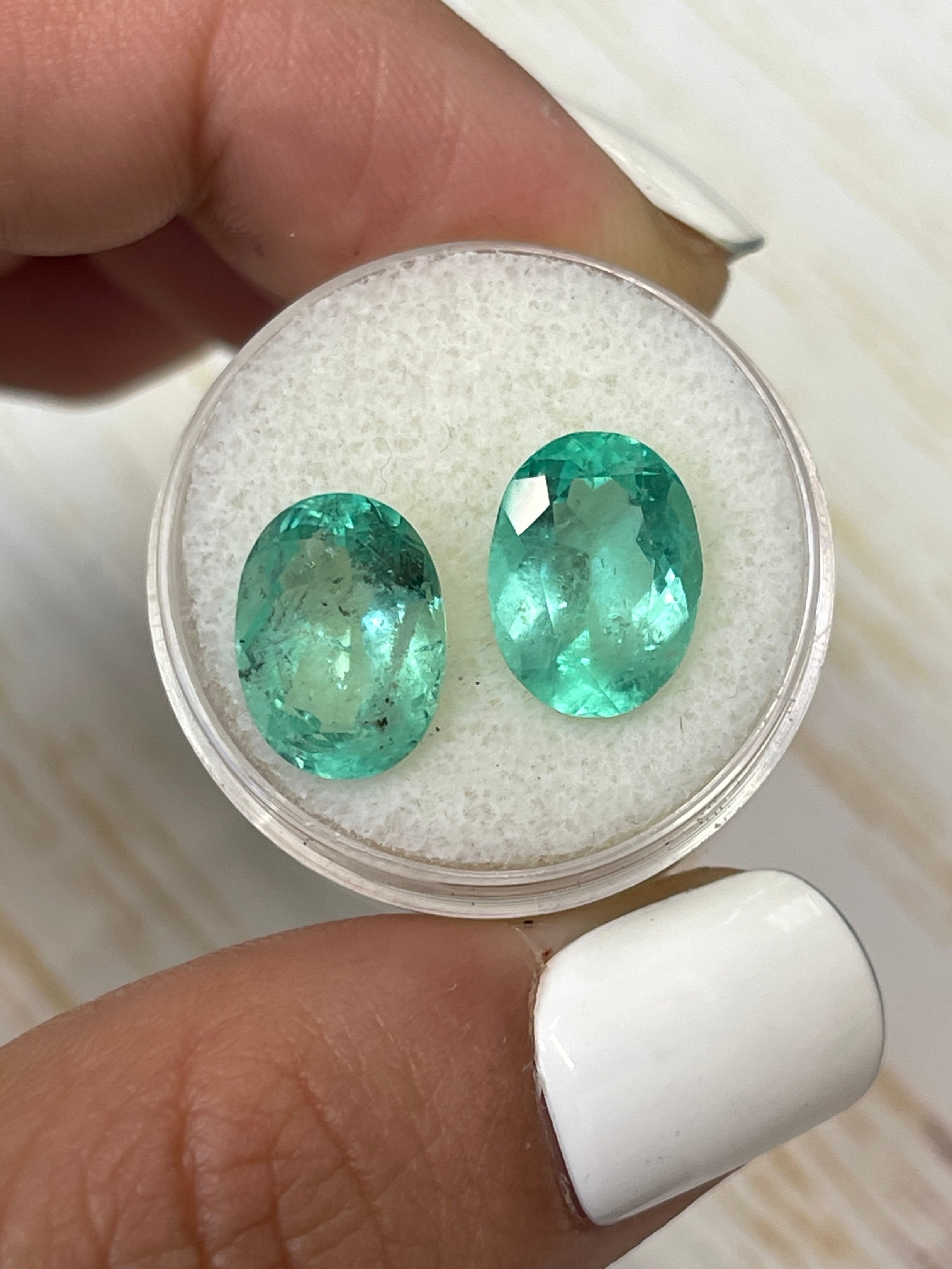 7.43tcw 12x9mm Matching Loose Colombian Emeralds Oval Cut Gemstones for Jewelry Making, Engagement Rings & Luxury Gifts