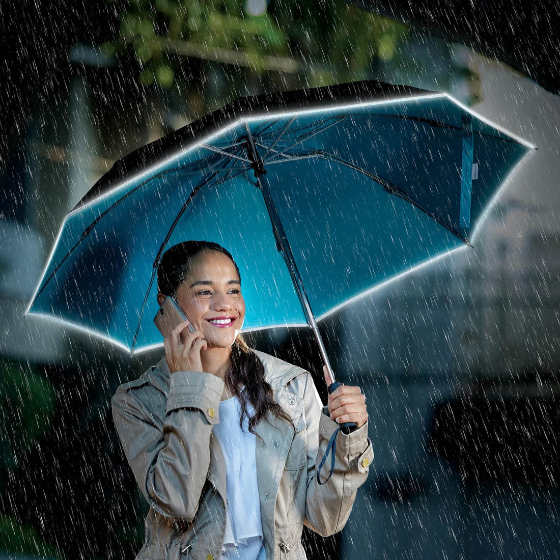 High Visibility Reflective Umbrella - Windproof & Waterproof for Rainy Days - Perfect for Night Walking, Running, and Outdoor Safety