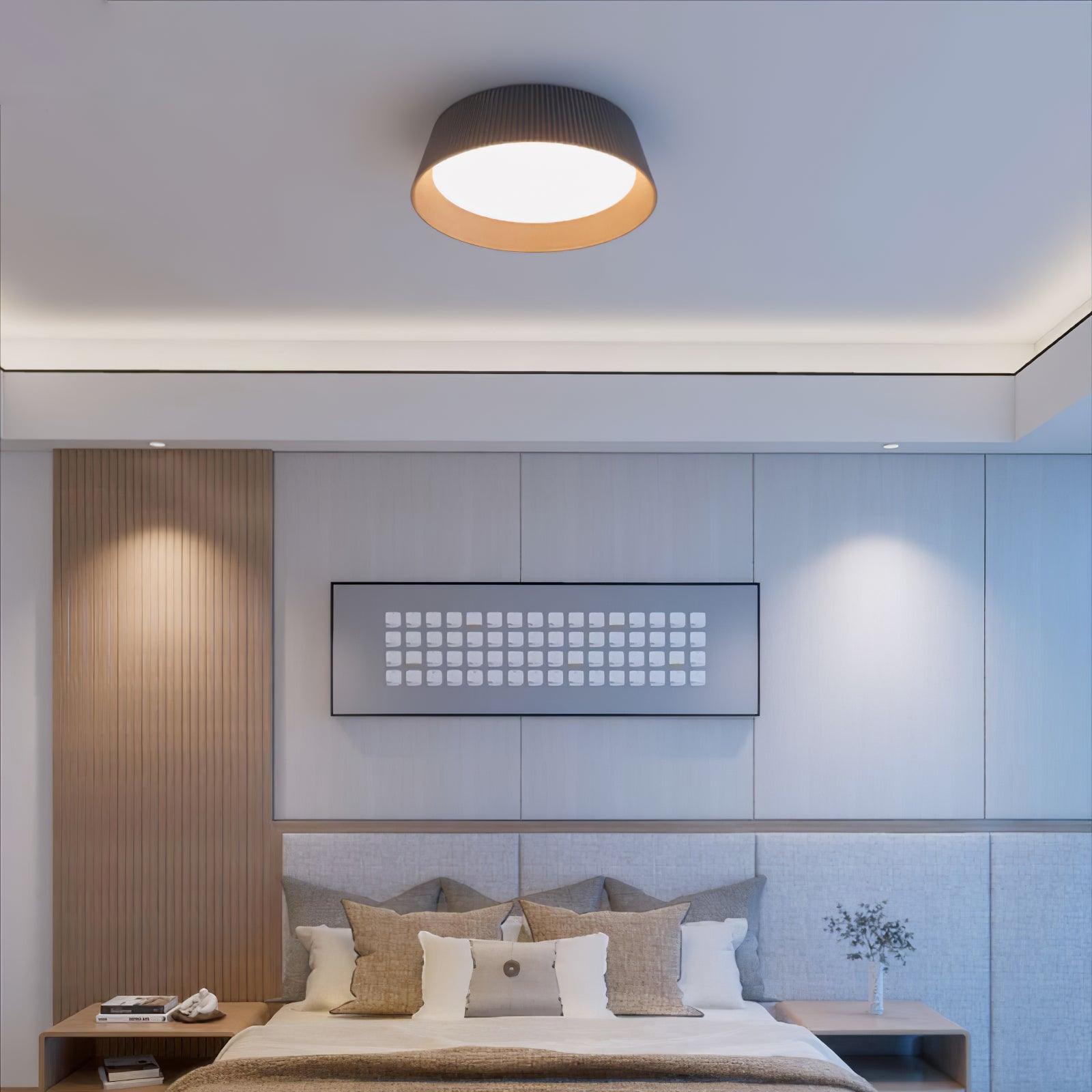 Modern Ribbed Ceiling Light Fixture - Sleek LED Flush Mount Lighting for Bedroom, Kitchen & Living Room - Dimmable Modern Home Decor