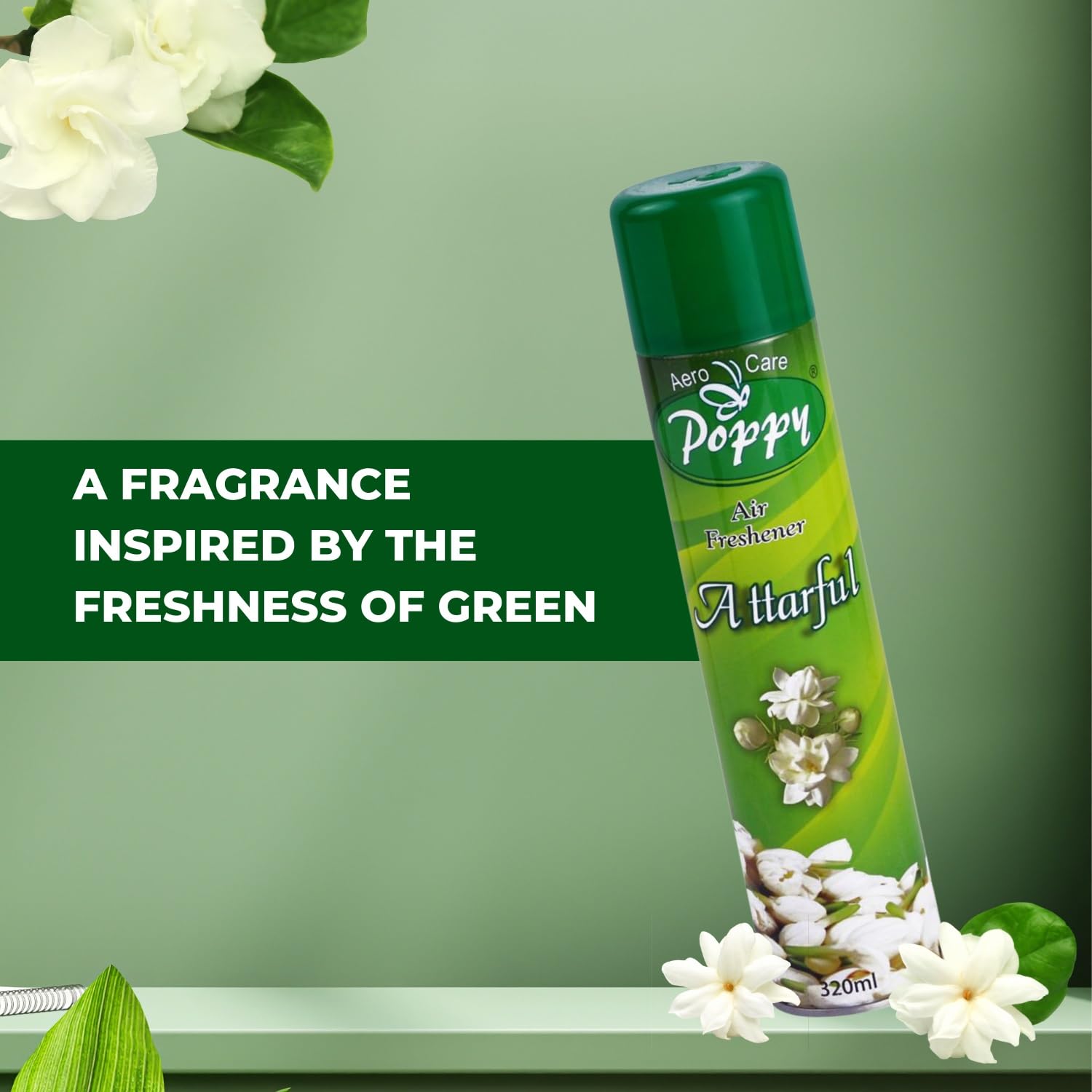Aero Care Poppy Attarful Air Freshener - 320ml | Long-Lasting Room & Car Fragrance Spray | Fresh Floral Scent for Home, Office & Bathroom | Eliminates Odors Instantly