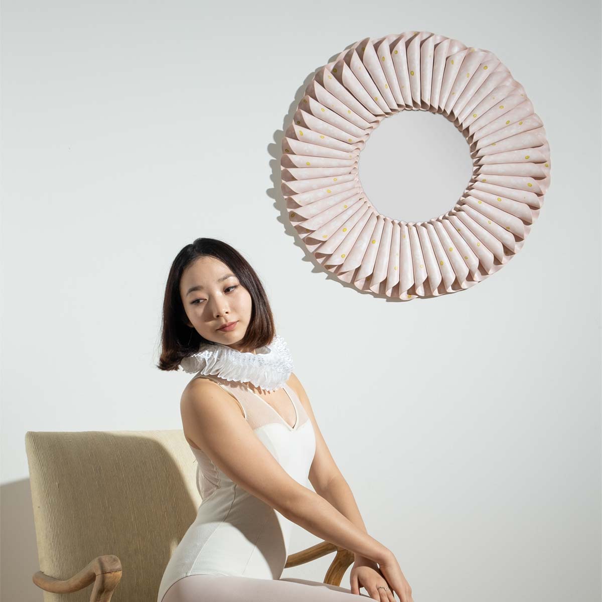 Handmade Mortadella Ceramic Sculpture Mirror - Unique Italian Salami-Inspired Wall Art for Kitchen Decor & Dining Room Aesthetic