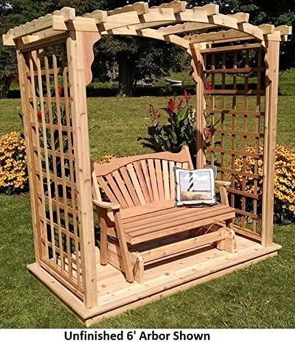 Amish Handcrafted Cedar Wood Cambridge Arbor with Deck & Glider - Perfect for Backyard Relaxation, Garden Decor & Outdoor Weddings