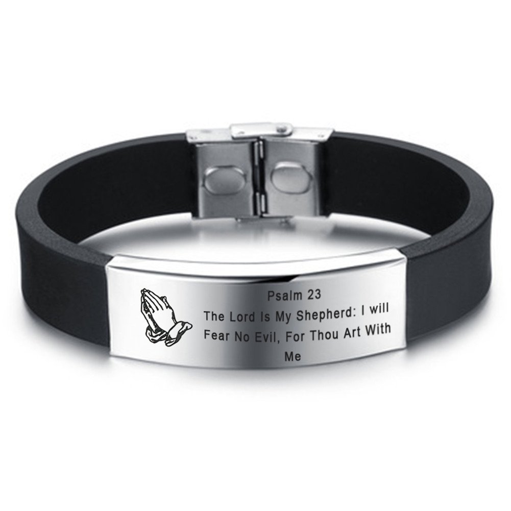 Custom Prayer Bracelet for Men - Stainless Steel Bible Verse Jewelry for Baptism Gifts | Husband, Son, Dad