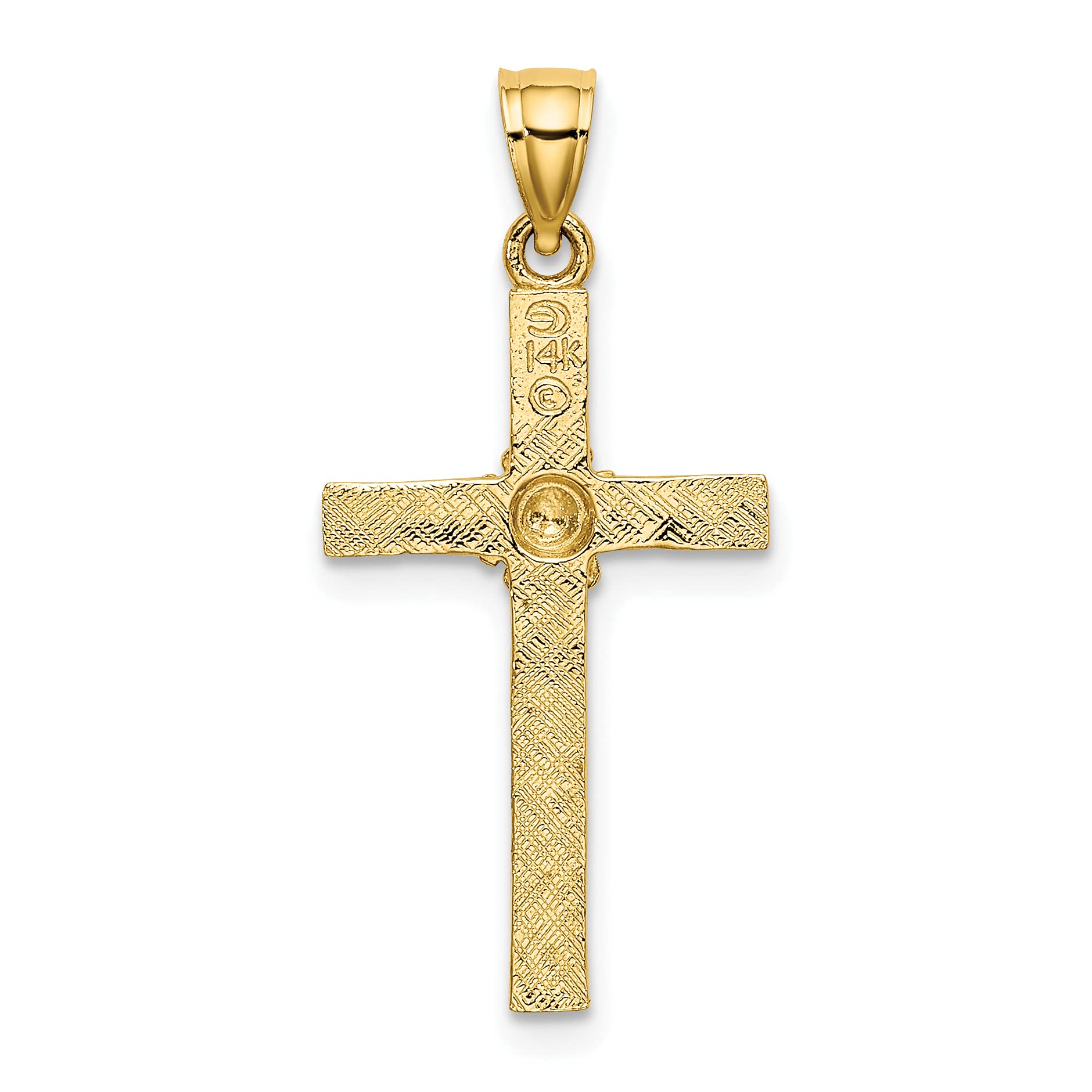14K Solid Yellow Gold Latin Mexican Holy Cross Flower Necklace - Religious Chain Pendant with Jesus Christ Charm - Perfect for Baptism, First Communion & Spiritual Gifts