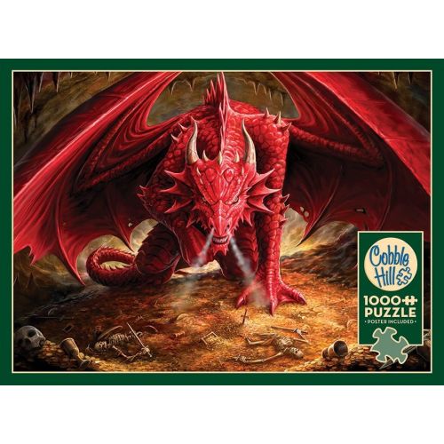 Cobble Hill Dragon's Lair Fantasy 1000 Piece Jigsaw Puzzle for Adults - Challenging Medieval Castle Puzzle for Family Game Night & Stress Relief