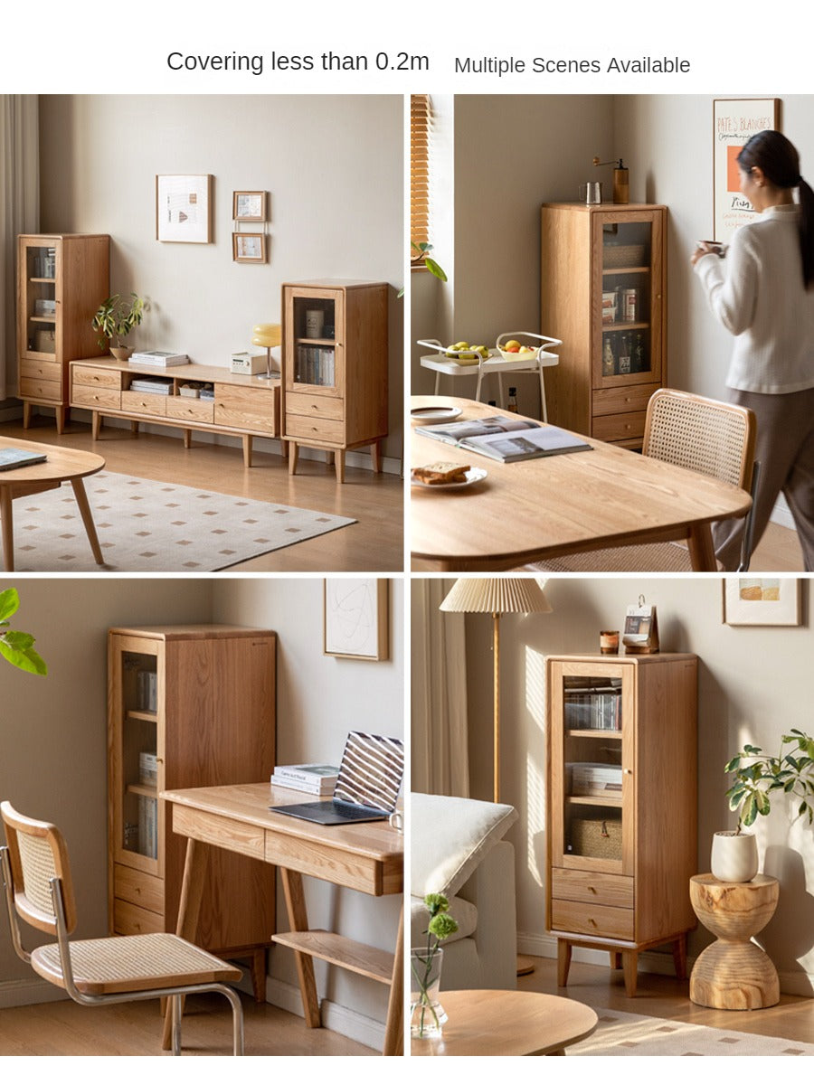 Solid Oak Wood Side Cabinet - Rustic Storage Cabinet for Living Room, Bedroom, or Entryway - Perfect for Organizing Books, Decor & Essentials