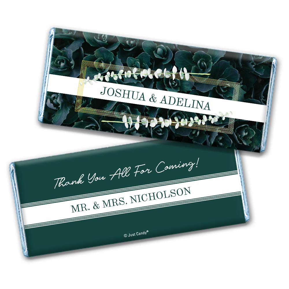 Personalized Botanical Wedding Candy Wrappers for Candy Bars - 25 Pack - Perfect for Bridal Showers, Wedding Favors & Party Decorations