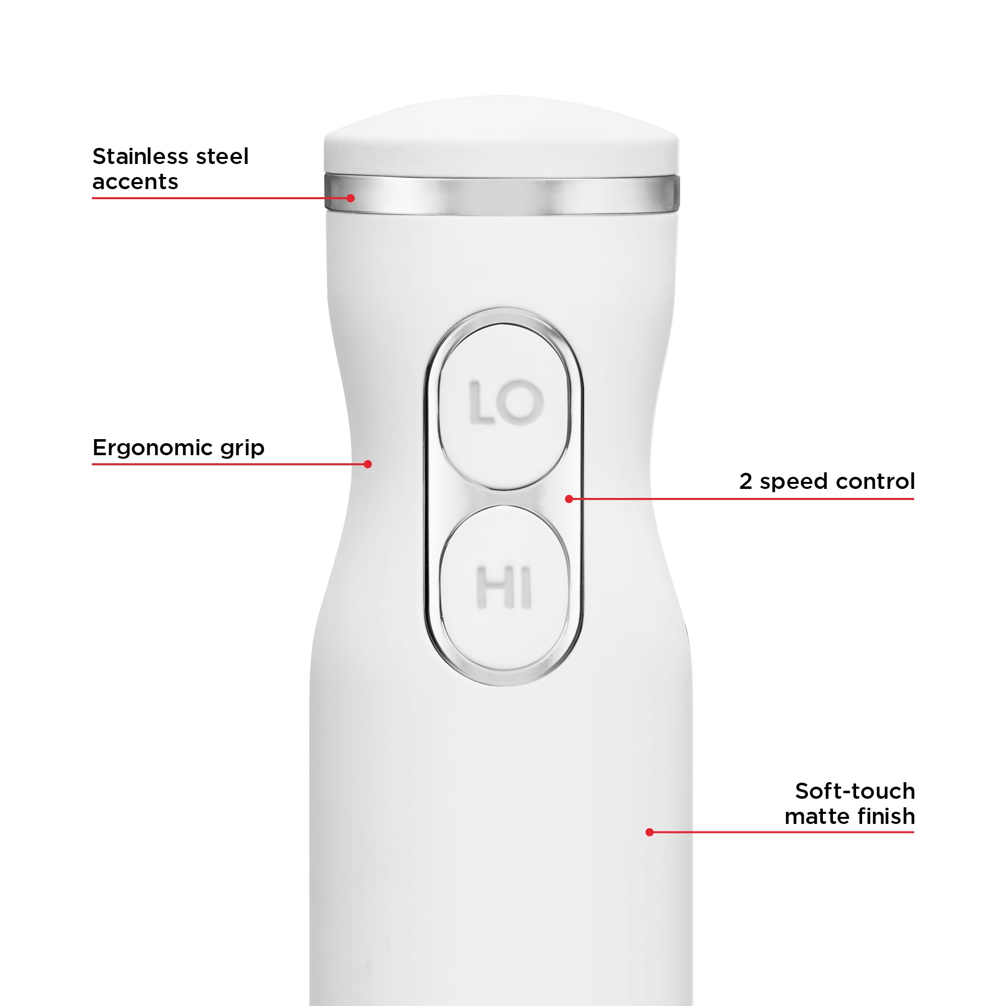 Chefman 300W Immersion Hand Blender with Turbo Boost - Powerful Stick Blender for Smoothies, Soups & Sauces - Ivory (Perfect for Kitchen, Camping & Small Spaces)