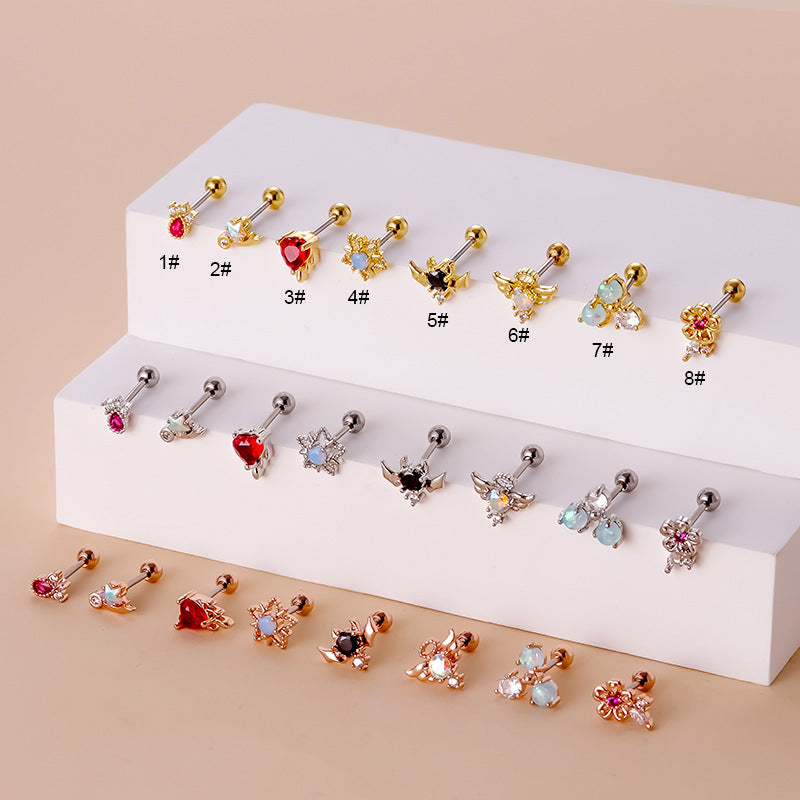 20G Cartilage Tiny Stud Earrings - Star & Bat Design Hypoallergenic Piercing Jewelry for Women | Perfect for Daily Wear, Parties & Gifts