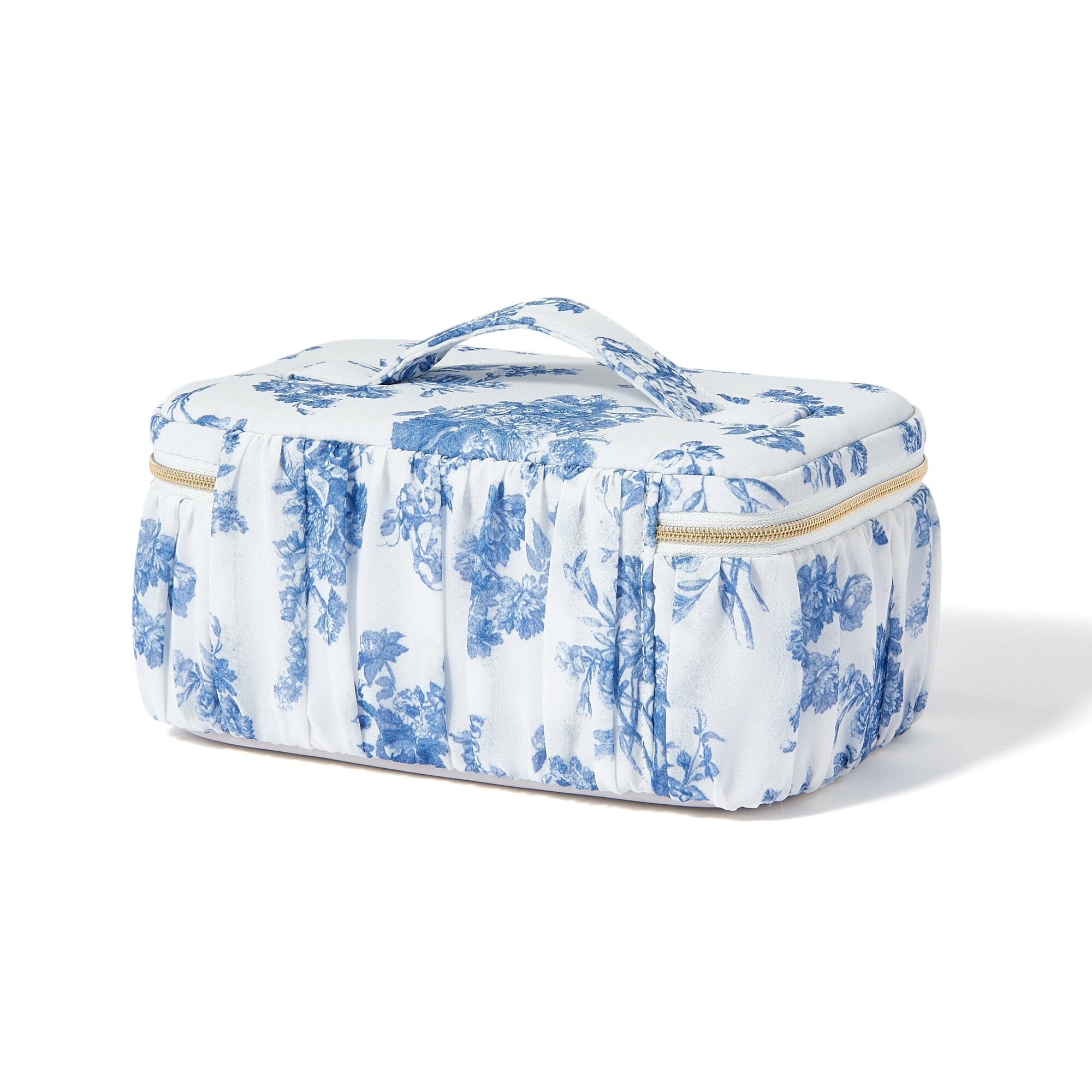 Classic Floral Vanity Pouch - Small Navy Blue Makeup Bag for Women | Perfect for Travel, Bridal Shower & Everyday Use