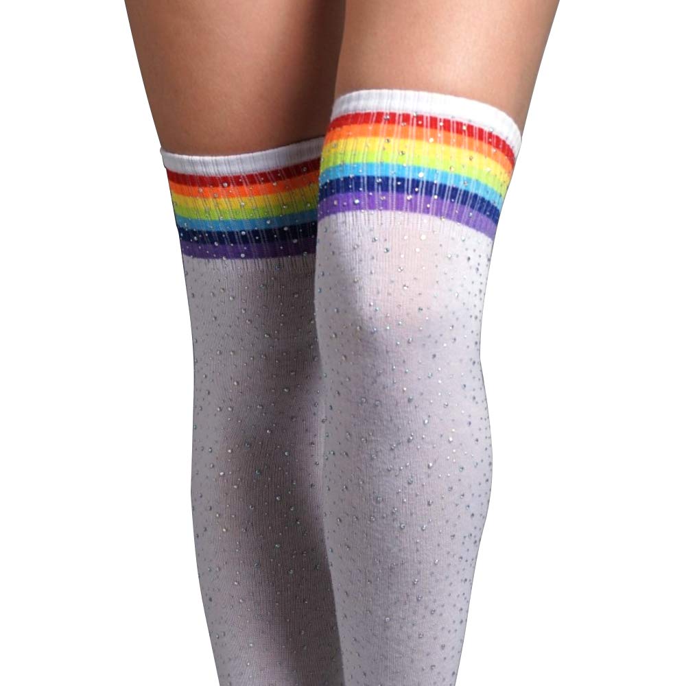 Lookswe Women's Over Knee High Socks - Sexy Sparkle Rhinestone Stockings for Party, Cosplay & Casual Wear | Long Thigh High Socks for Women