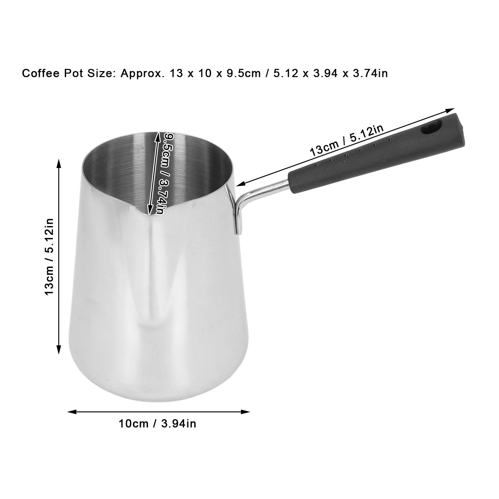 Premium 900ml Stainless Steel Turkish Coffee Pot with Spout - Milk Warmer, Butter Melting Pot & Small Sauce Pan for Home, Coffee Shops & Turkish Brewing - Perfect for Stovetop & Camping Use