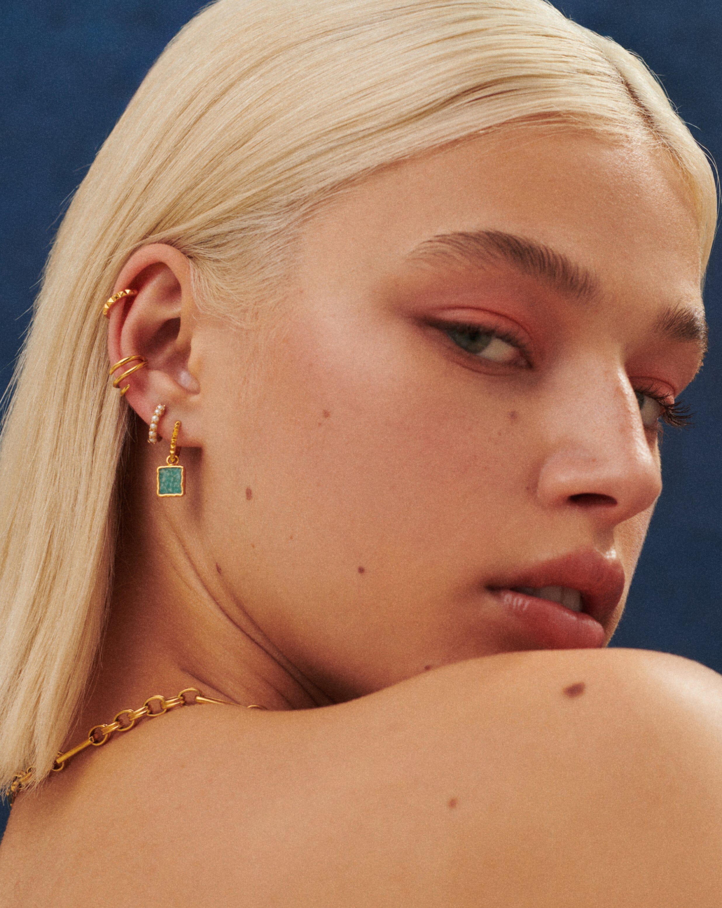 Mini Pyramid Charm Hoop Earrings - 18k Gold Vermeil & Amazonite Gemstone | Dainty Boho Jewelry for Women | Perfect for Everyday Wear, Parties & Gifts