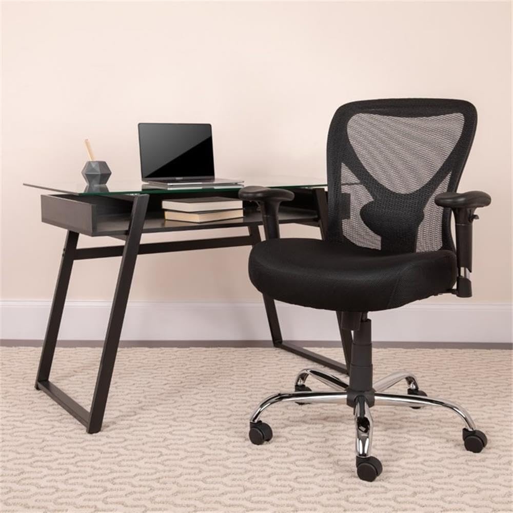 UrbanPro Big and Tall High Mesh Back Office Chair - Ergonomic Swivel Task Chair with Lumbar Support for Home & Office Workspace - Black Executive Desk Chair for Comfortable All-Day Sitting