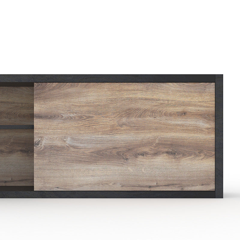 ARTO 240cm TV Stand with Storage - Warm Oak & Black Finish - Perfect for Living Room, Bedroom, or Home Theater Setup