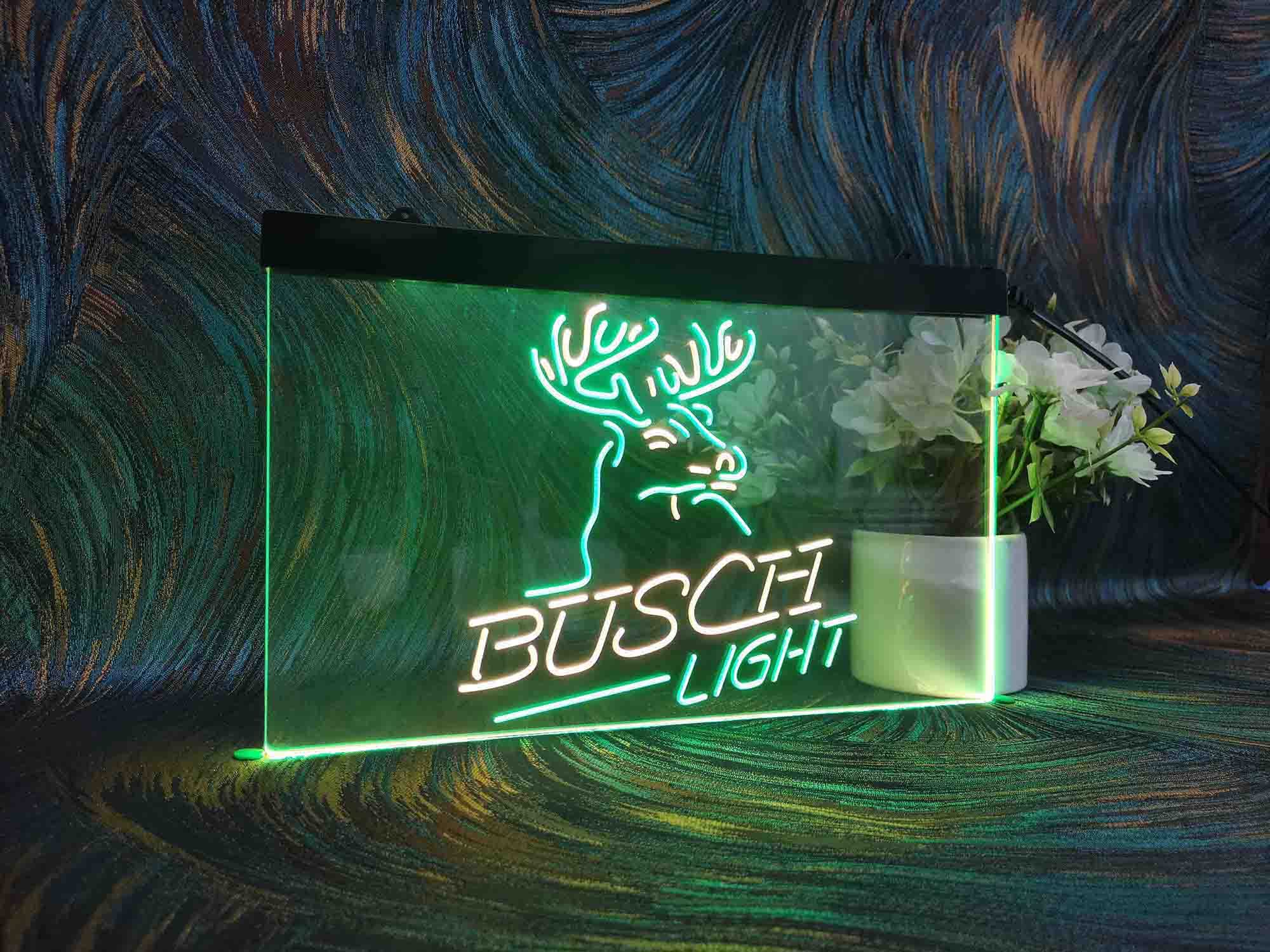 Ryeon Sang Buch Light Beer Deer Bar LED Neon Sign - 12x8 Inches Wall Art for Beer Bars, Man Caves & Home Decor - Unique Green & Yellow Neon Gift for Beer Lovers & Pub Owners