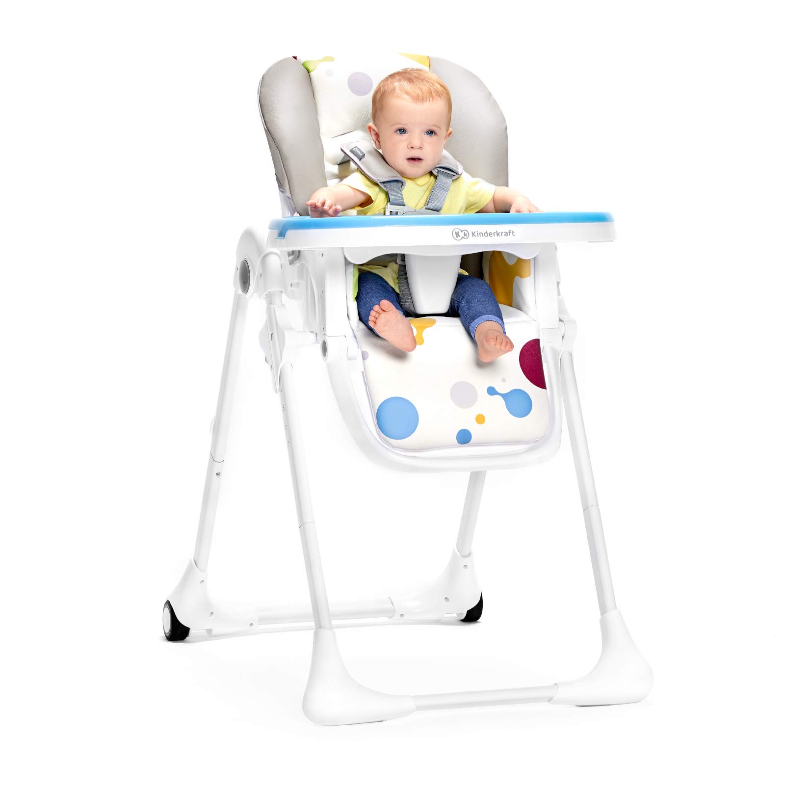 Kinderkraft YUMMY Foldable High Chair - Pink | Portable Baby Feeding Seat for Home, Restaurant & Travel | Safe & Comfortable Toddler Dining Chair