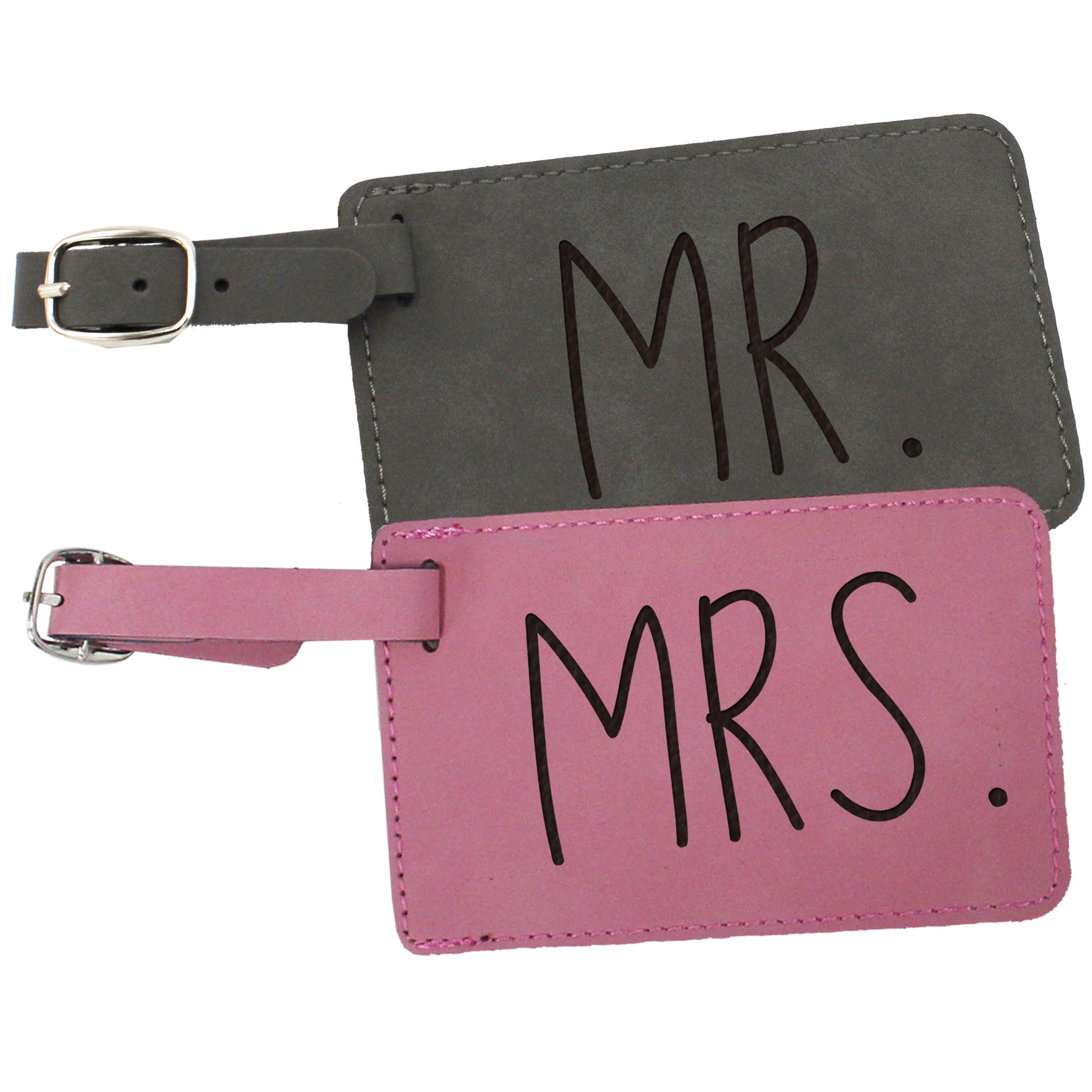 Personalized Mr & Mrs Luggage Tags Set of 2 - Durable Couple Travel Bag Tags with Custom Names - Perfect for Honeymoon, Anniversary Trips & Romantic Getaways