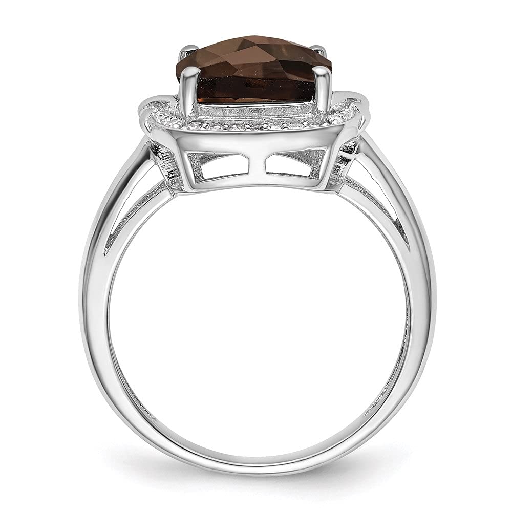 925 Sterling Silver Smoky Quartz & Diamond Engagement Ring 3.3 ct - Elegant Wedding Band for Women, Promise Ring & Anniversary Jewelry Gift