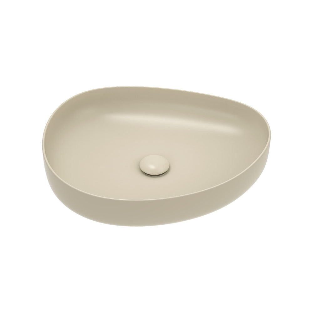 Fienza RB487MK Pebble Medium Above Counter Bathroom Sink - Matte Khaki Finish for Modern Vanity & Powder Room Decor