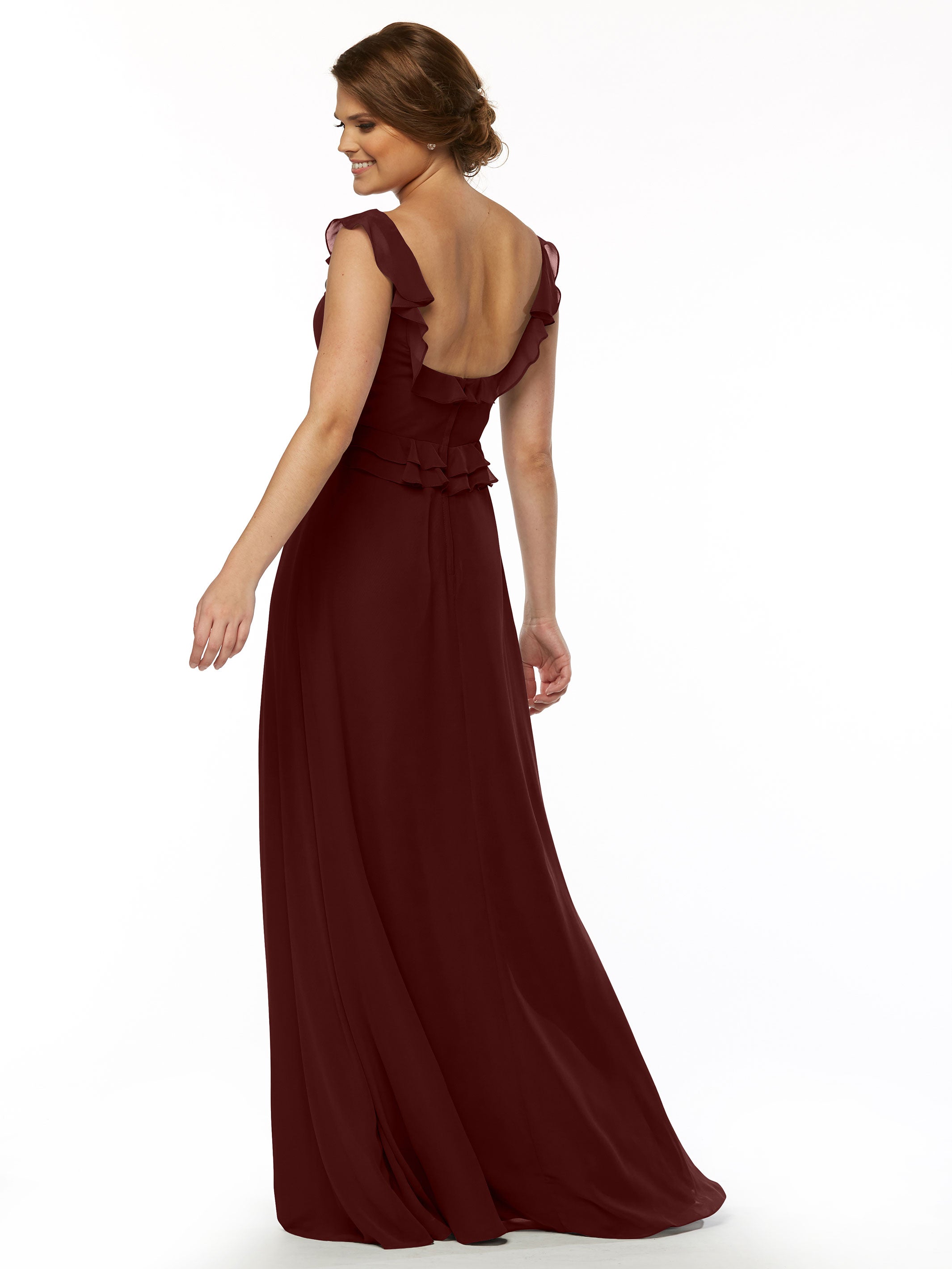 Elegant 80173 Chiffon Off-The-Shoulder A-Line Bridesmaid Dress with Ruffled Bodice - Perfect for Weddings, Formal Events & Special Occasions