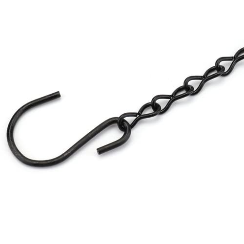Suwimut 157 Inch Black Metal Hanging Chain with 30 S Hooks & 30 Clips - Heavy Duty Decorative Chain for Bird Feeders, Wind Chimes, Plant Hangers, Lanterns, Grow Lights - Indoor Outdoor Home & Garden Decor