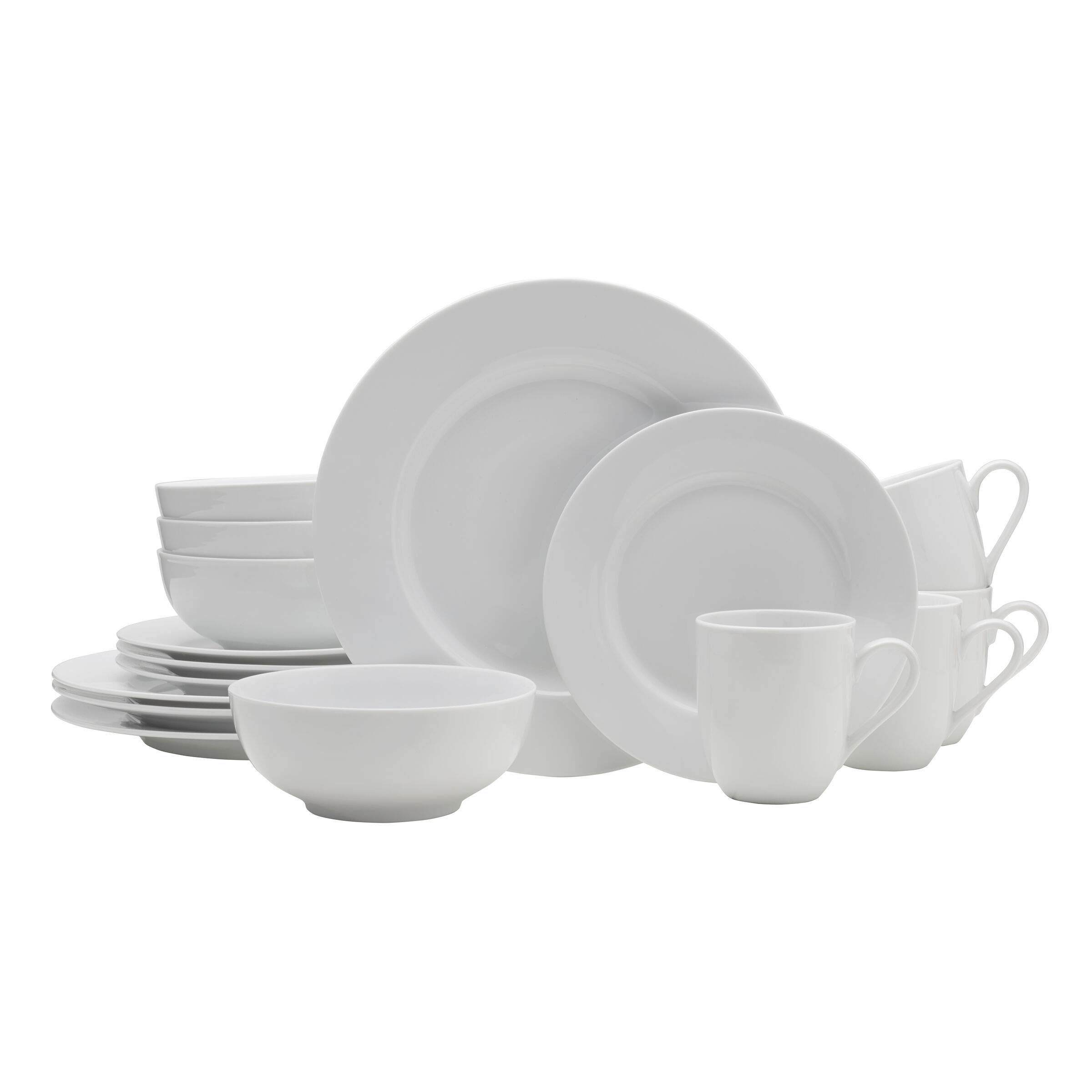 Classic 16-Piece Dinnerware Set for 4 - Porcelain Plates, Bowls, Mugs & Saucers - Elegant Tableware for Family Dinners, Parties & Restaurant Use