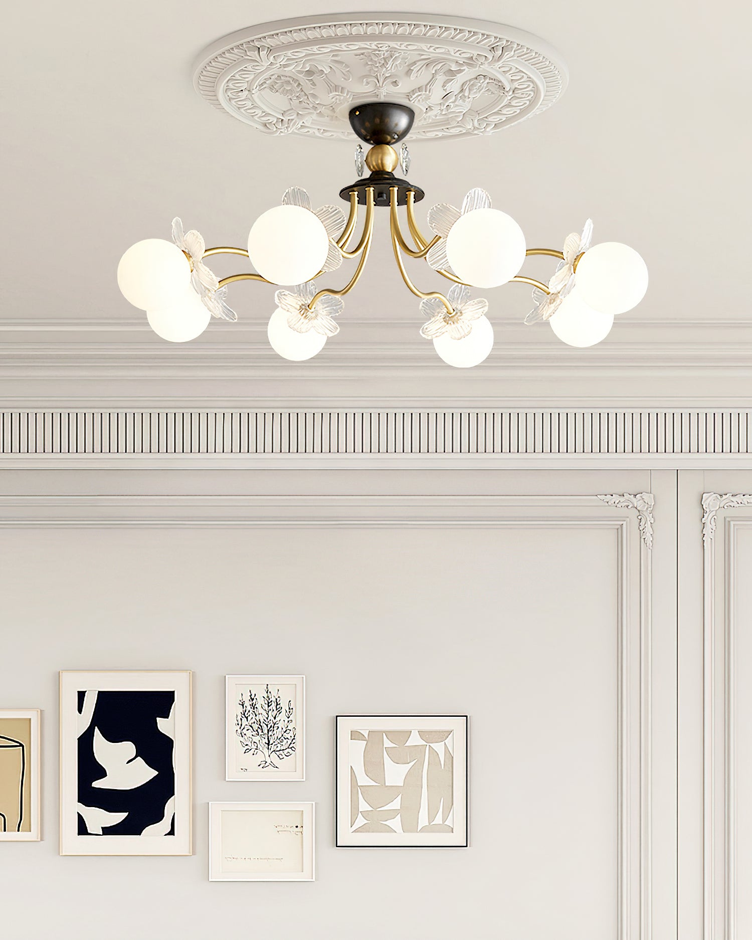 Elegant Blossom Flower Glass Chandelier - Crystal Ceiling Light Fixture for Dining Room, Bedroom & Living Room Decor