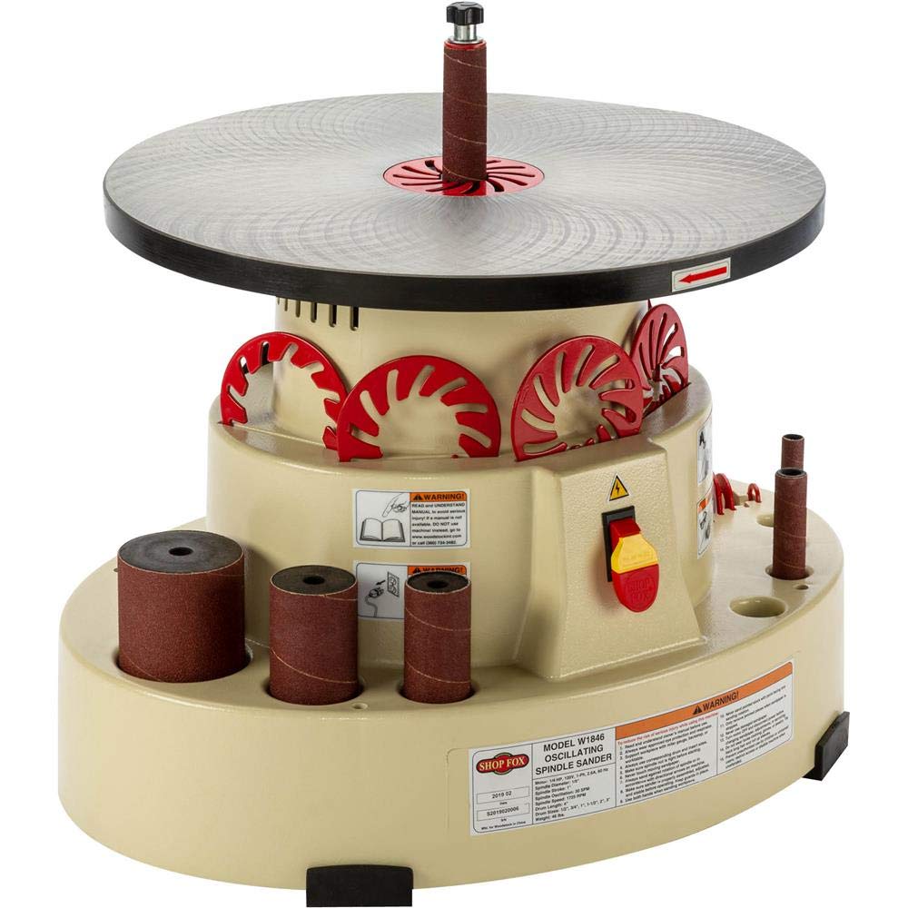 Shop Fox W1846 Benchtop Oscillating Spindle Sander - 1/3HP Power Tool for Woodworking, Sanding Curves & Edges | Perfect for DIY Projects, Furniture Making & Crafting