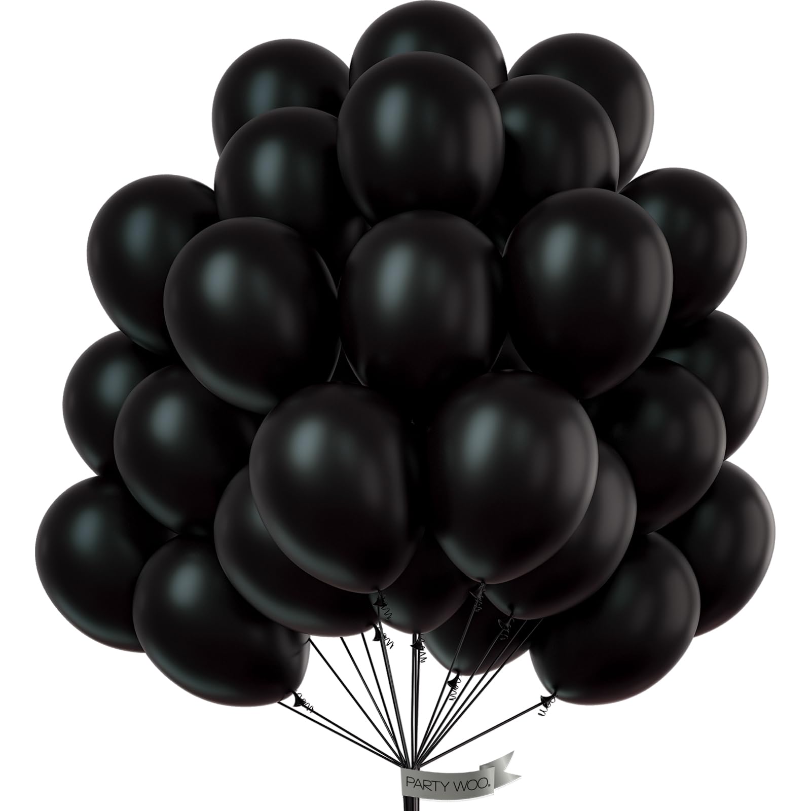50 Pack 12 Inch Matte Black Latex Balloons - Helium Ready Party Decor for Graduation, Halloween, New Year, Anniversary, Birthday & Retirement Celebrations | Perfect for Indoor/Outdoor Party Decorations