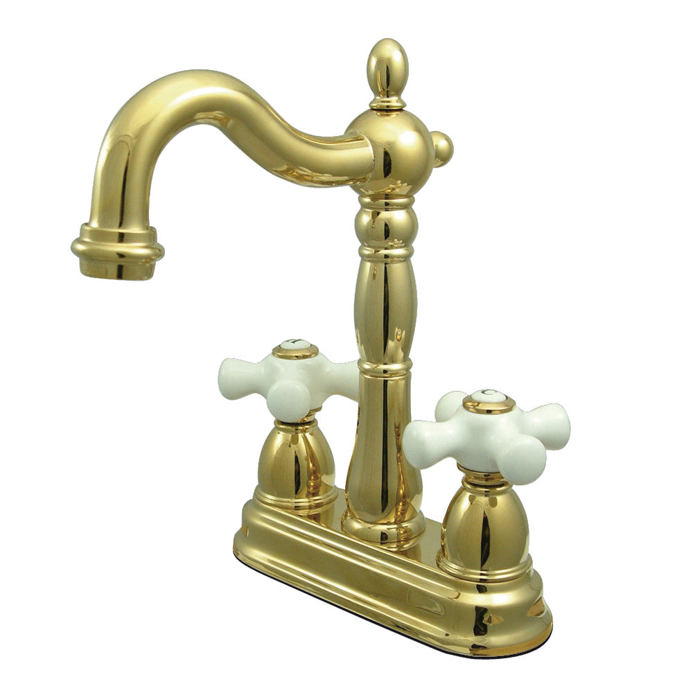 Kingston Brass KB1492PX Heritage Two Handle Bar Faucet - Vintage Style Brass Sink Faucet for Kitchen & Bar | Perfect for Farmhouse, Commercial, and Restaurant Use