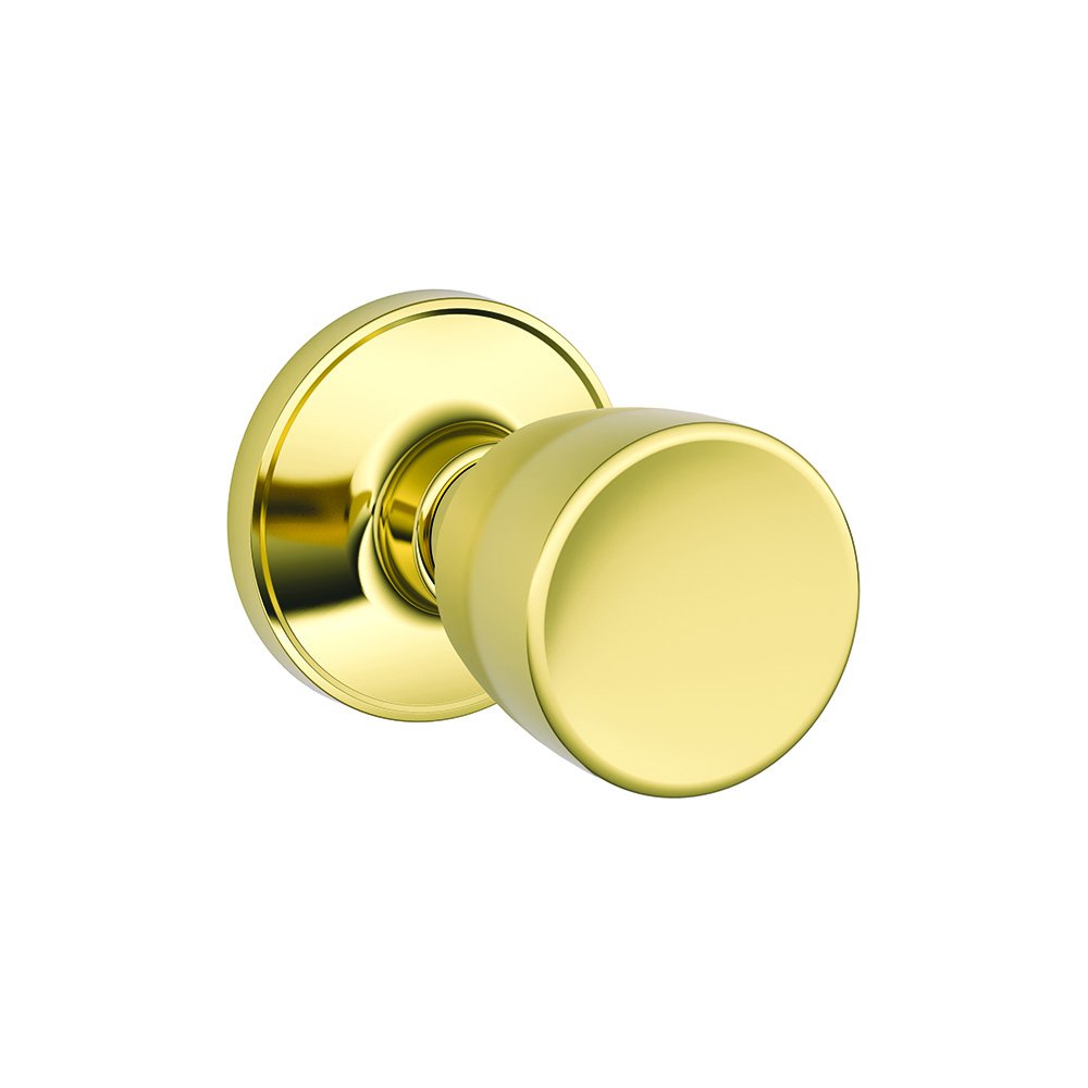 Schlage J10BYR605 Byron Hall and Closet Door Knob in Bright Brass – Secure & Stylish Interior Door Hardware for Bedrooms, Bathrooms & Closets