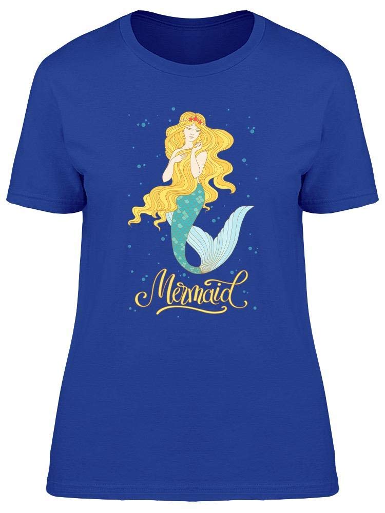 Hand Drawn Mermaid Princess T-Shirt for Women - Cute Graphic Tee for Casual Wear, Beach Outings & Summer Fashion